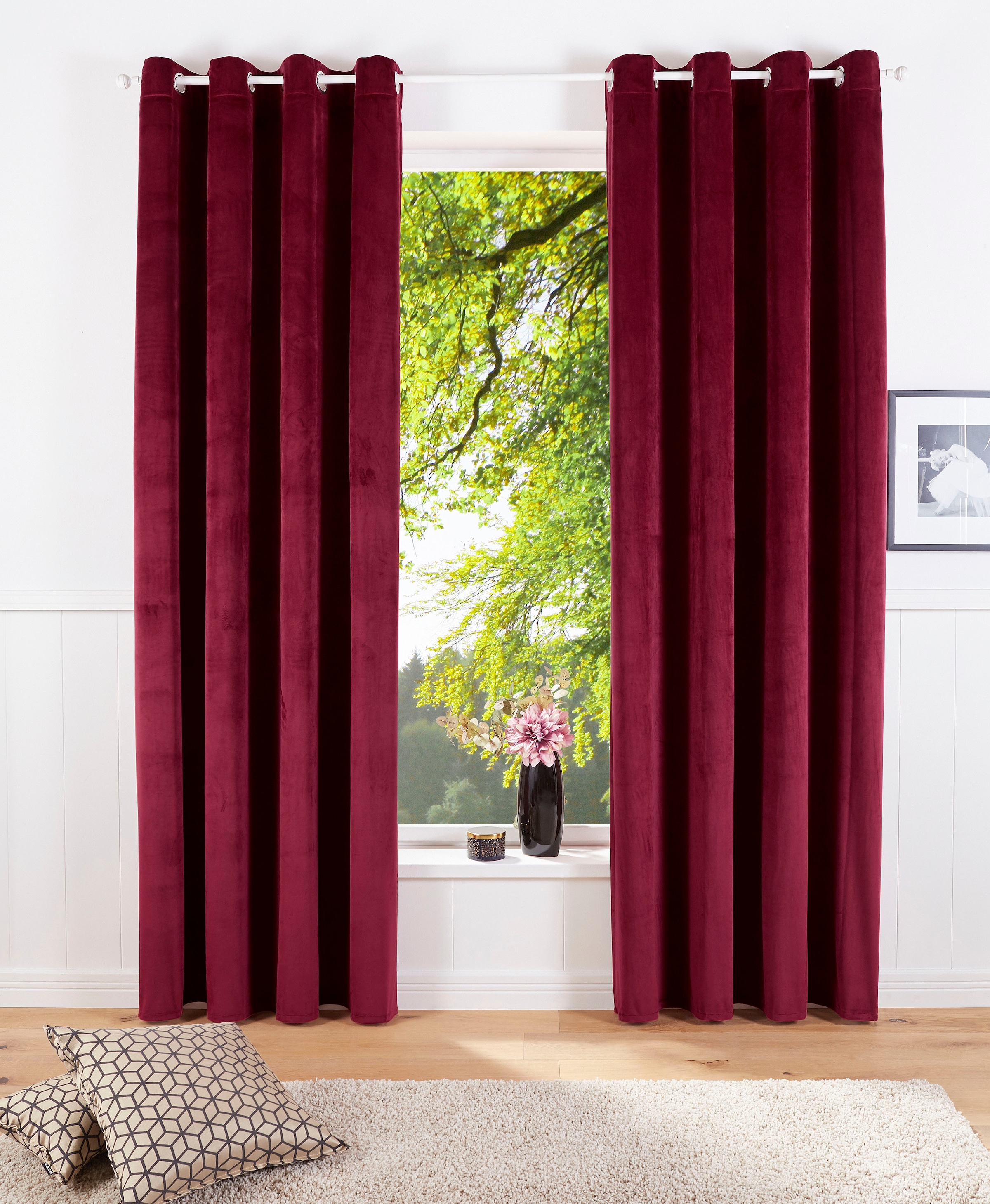 GOODproduct Rideau »Velvet Uni« Œillet 2 cuis tlg. Blickdichter Samt, 2-er Set, edel, Gardine, multifunktional,