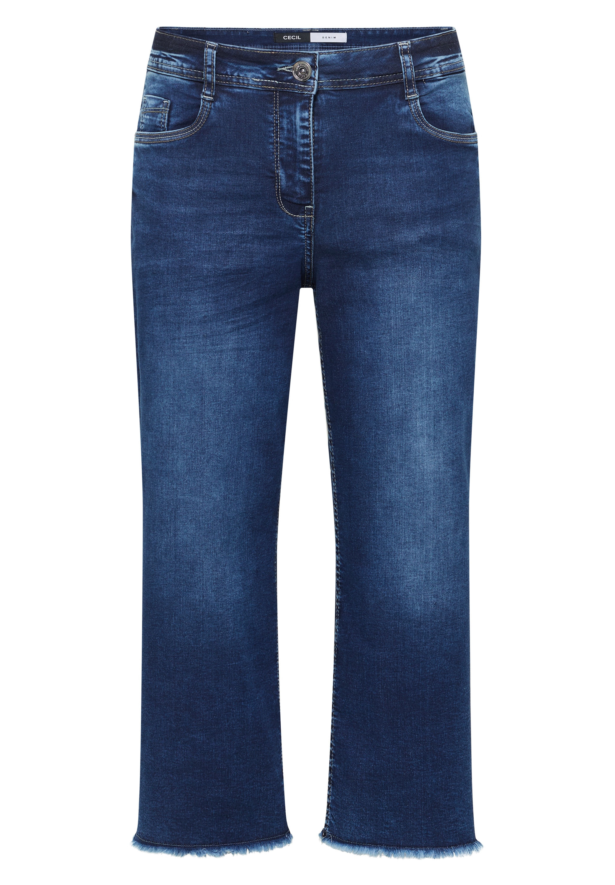 Cecil Jeans 3/4 »Style Neele« coupe ample - ourlets de jambes effilochés/avec stretch