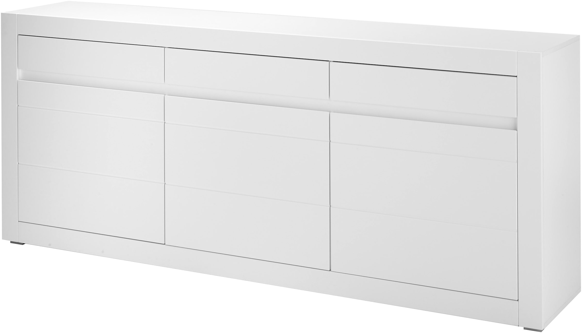 Home affaire Sideboard »Chester, moderne Anrichte, Kommode mit Stauraum, Schrank, Weiss Matt« 1 cuis tlg. austauschbare Blende in Griffleiste, zeitloses Design, 217 cm breit