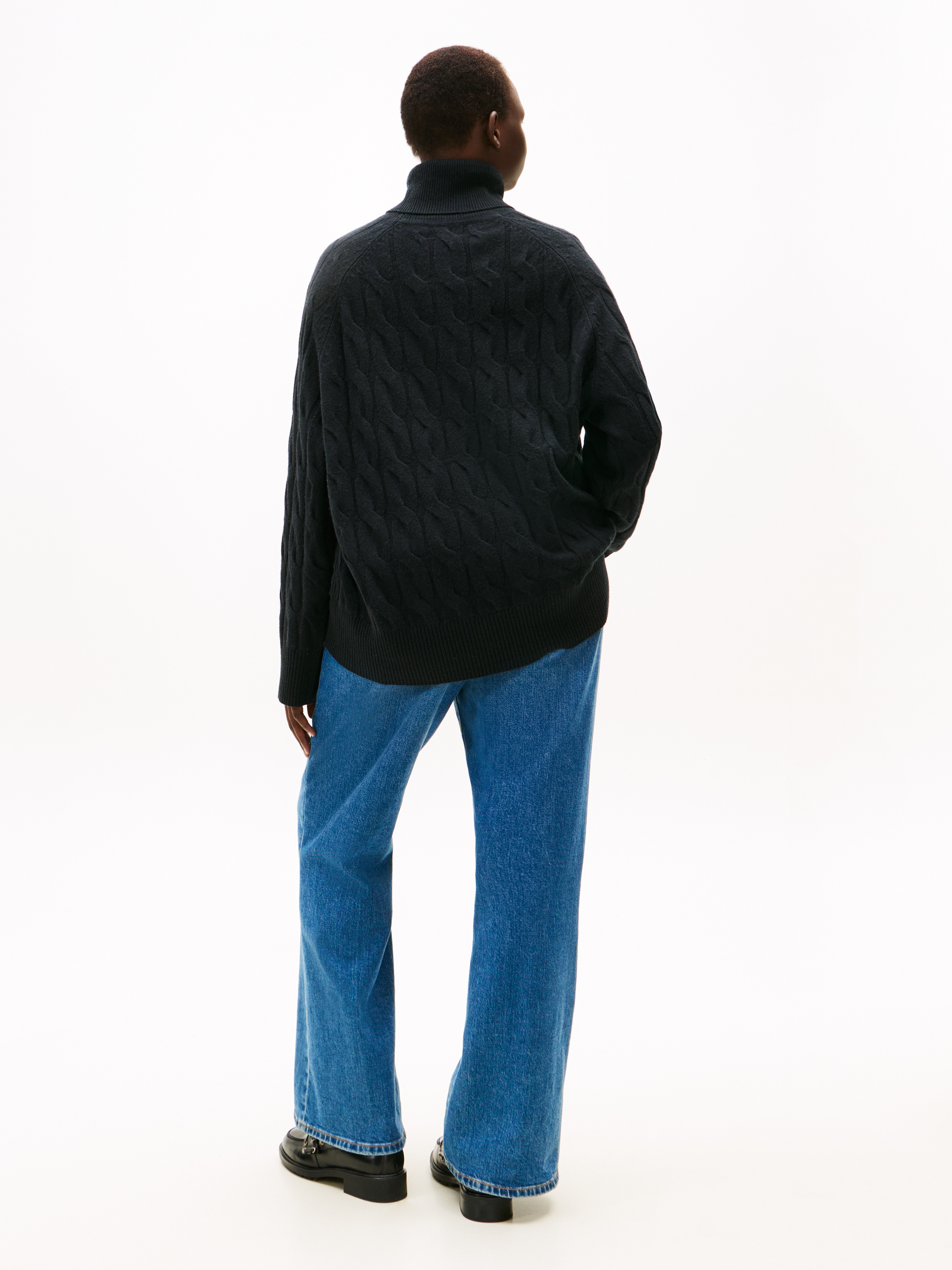 Tommy Hilfiger Curve Pull à col roulé »CRV SOFT WOOL CABLE ROLL-NK SWT« in grossen Grössen, mit Zopfmuster, aus reiner Wolle