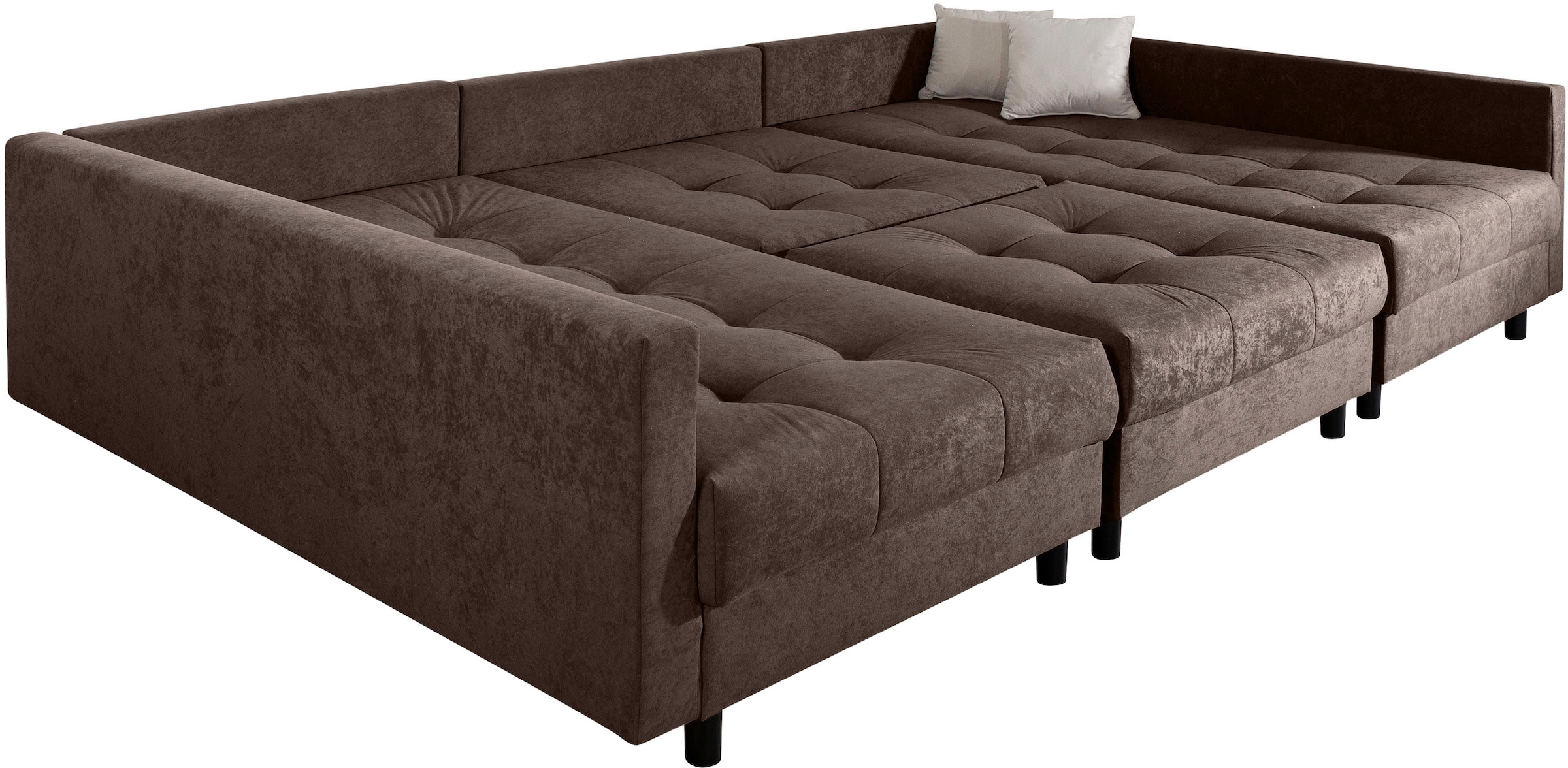 GOODproduct Paysage de salon »Antonia U-Form, B: 298 cm« canapé d'angle, coussins de dossier, 2 ottomanes, noyau ressort Bonnell confortable