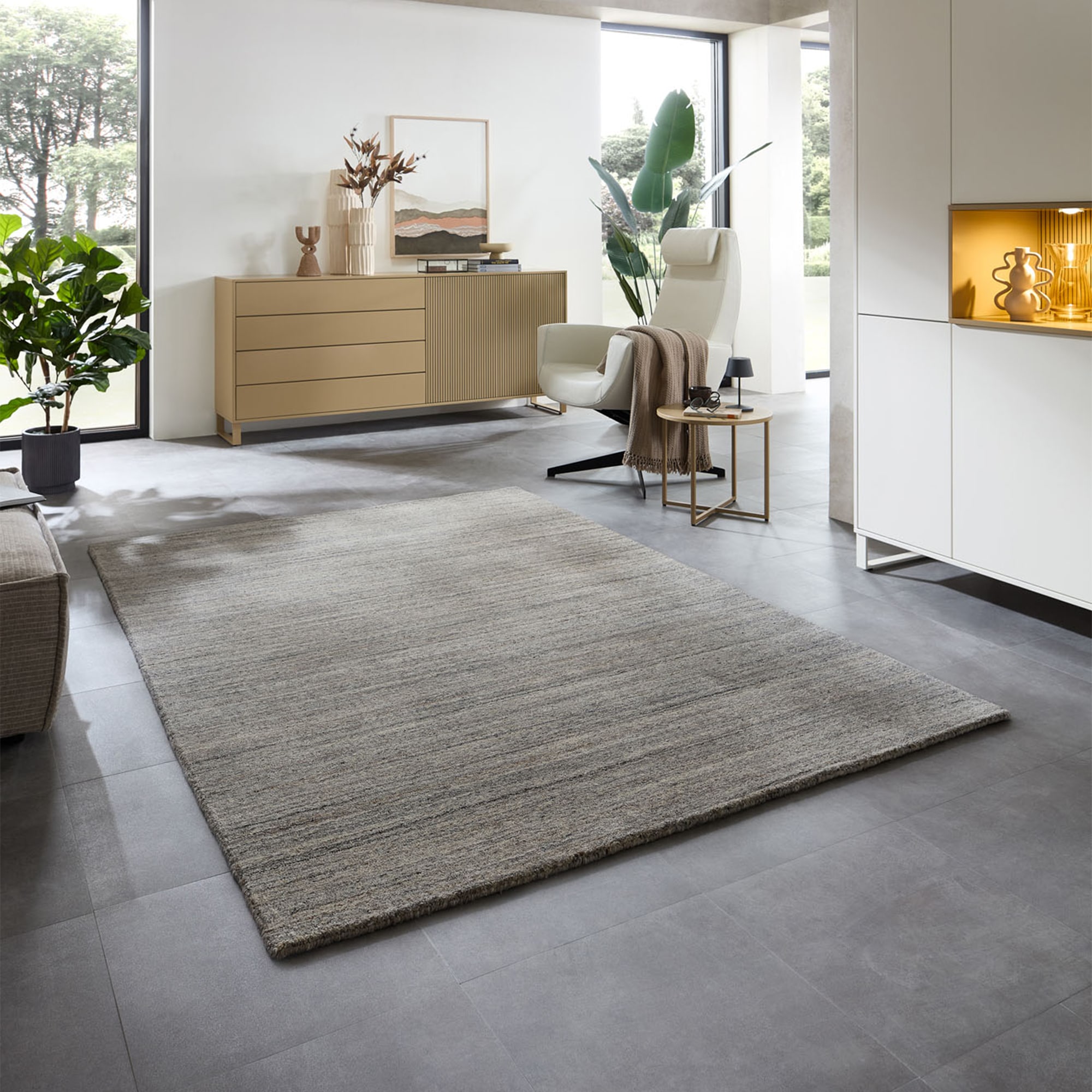 THEKO Tapis »San Diego« Rectangulaire 13 mm Höhe handgewebt, 60% Wolle, Knüpfoptik, meliert, leichter seidiger Glanz