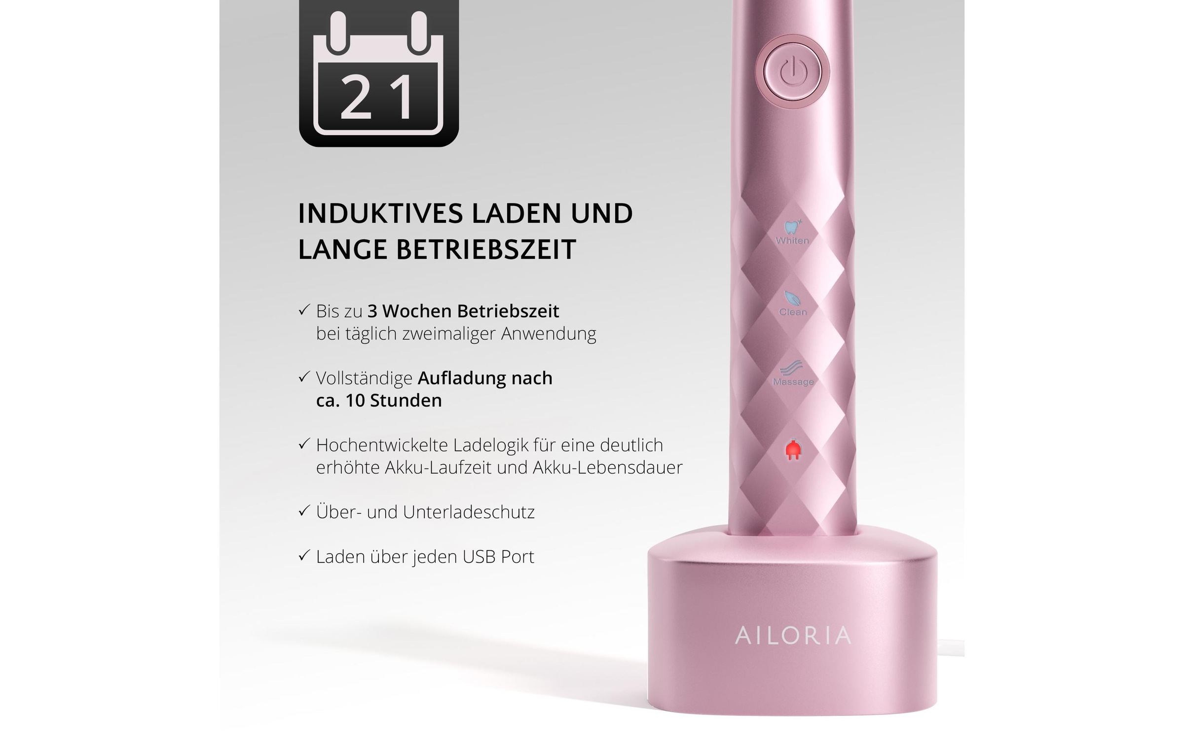 AILORIA Brosse à dents électrique »Schallzahnbürste Shine Bright Set« Schallzahnbürste Sommer-Edition mit Etui