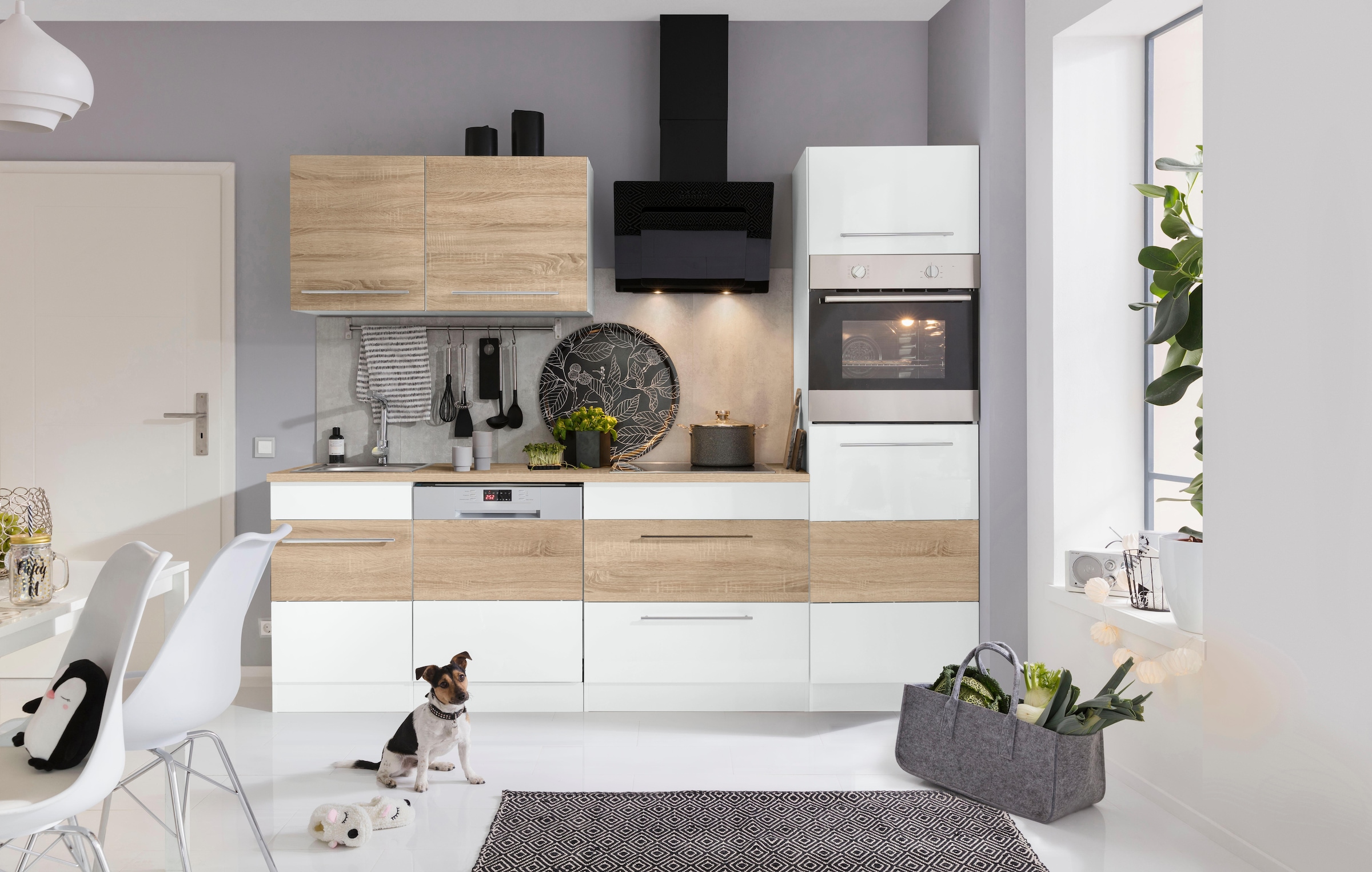 KOCHSTATION Kitchenette »KS-Trient« largeur 250 cm, éventuellement avec appareils électriques, avec plan de travail