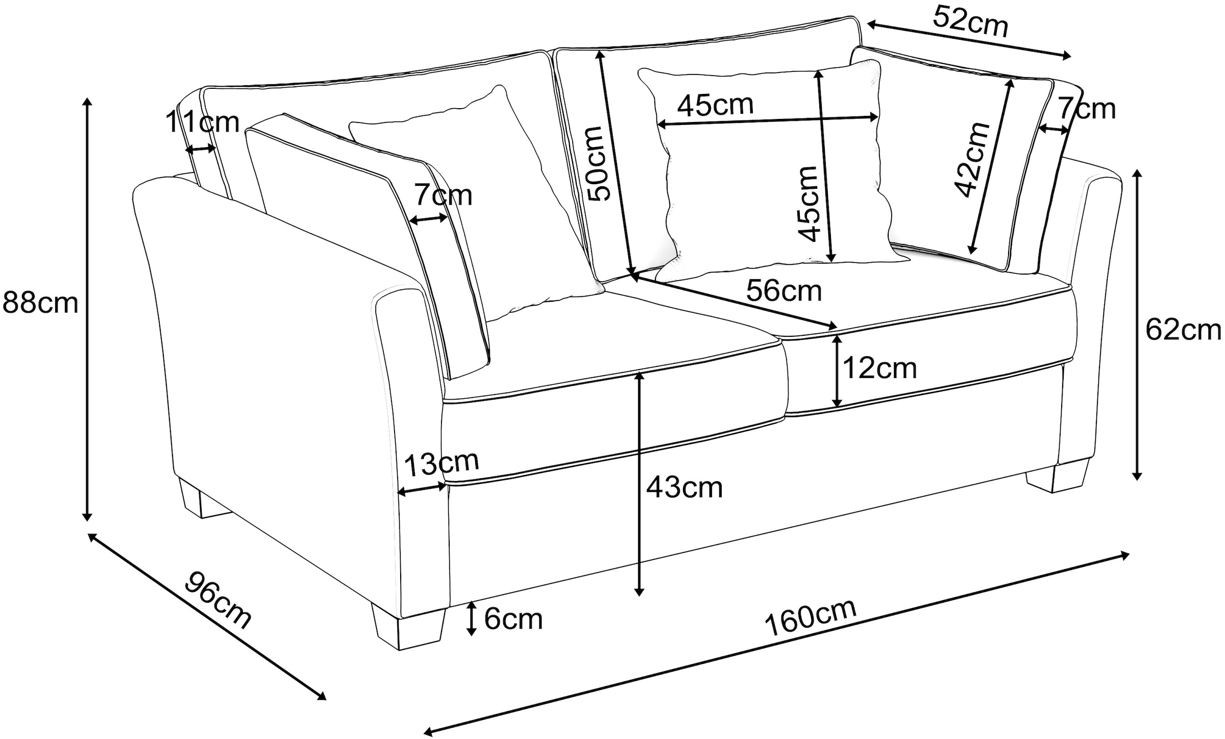 Home affaire 2-places »CALIFORNIA« maritimer Landhausstil, in 3 Breiten, mit Holzfüssen Weiss lackiert