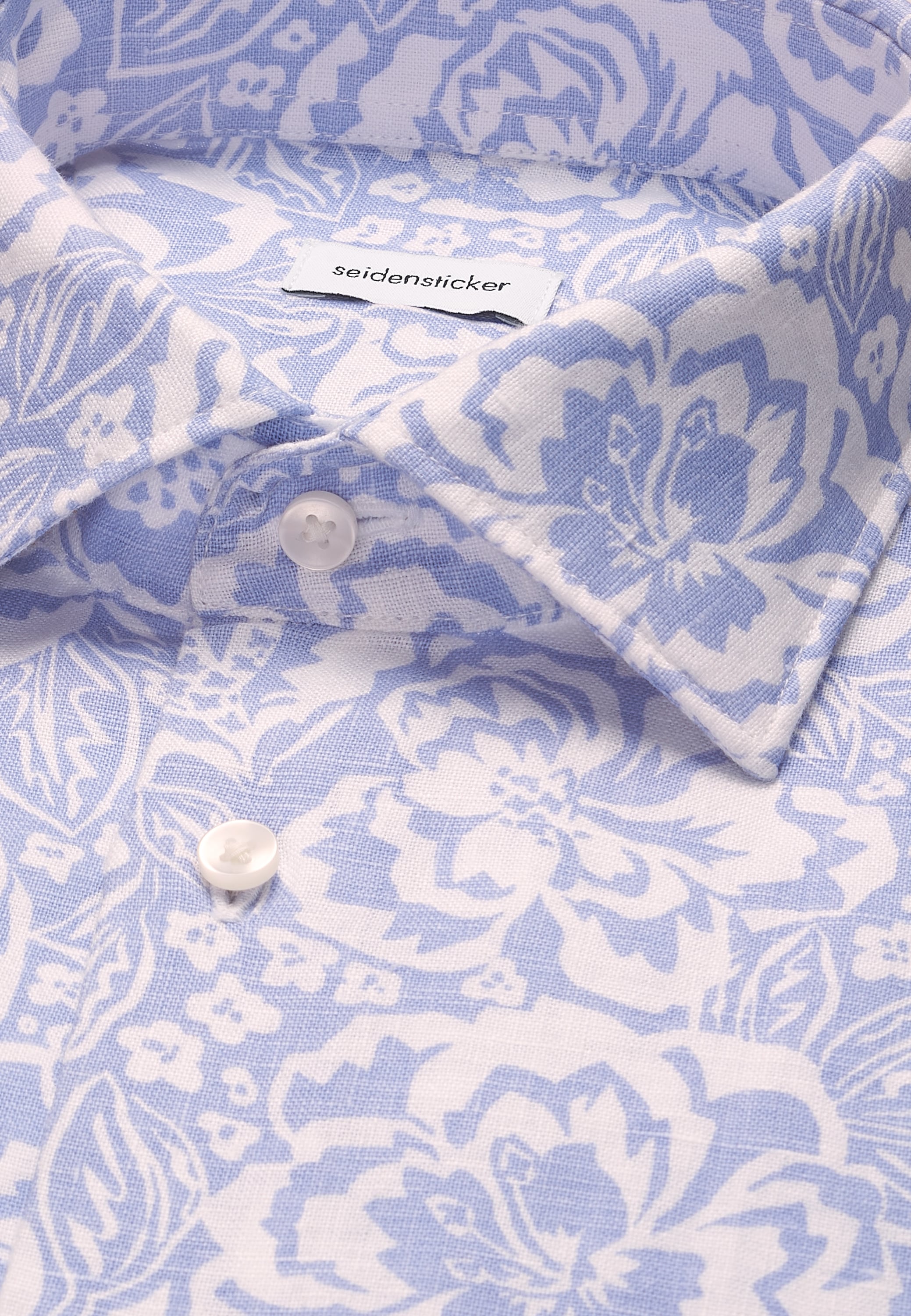seidensticker Chemise en lin »Schwarze Rose« Slim 1/1 col Kent imprimé