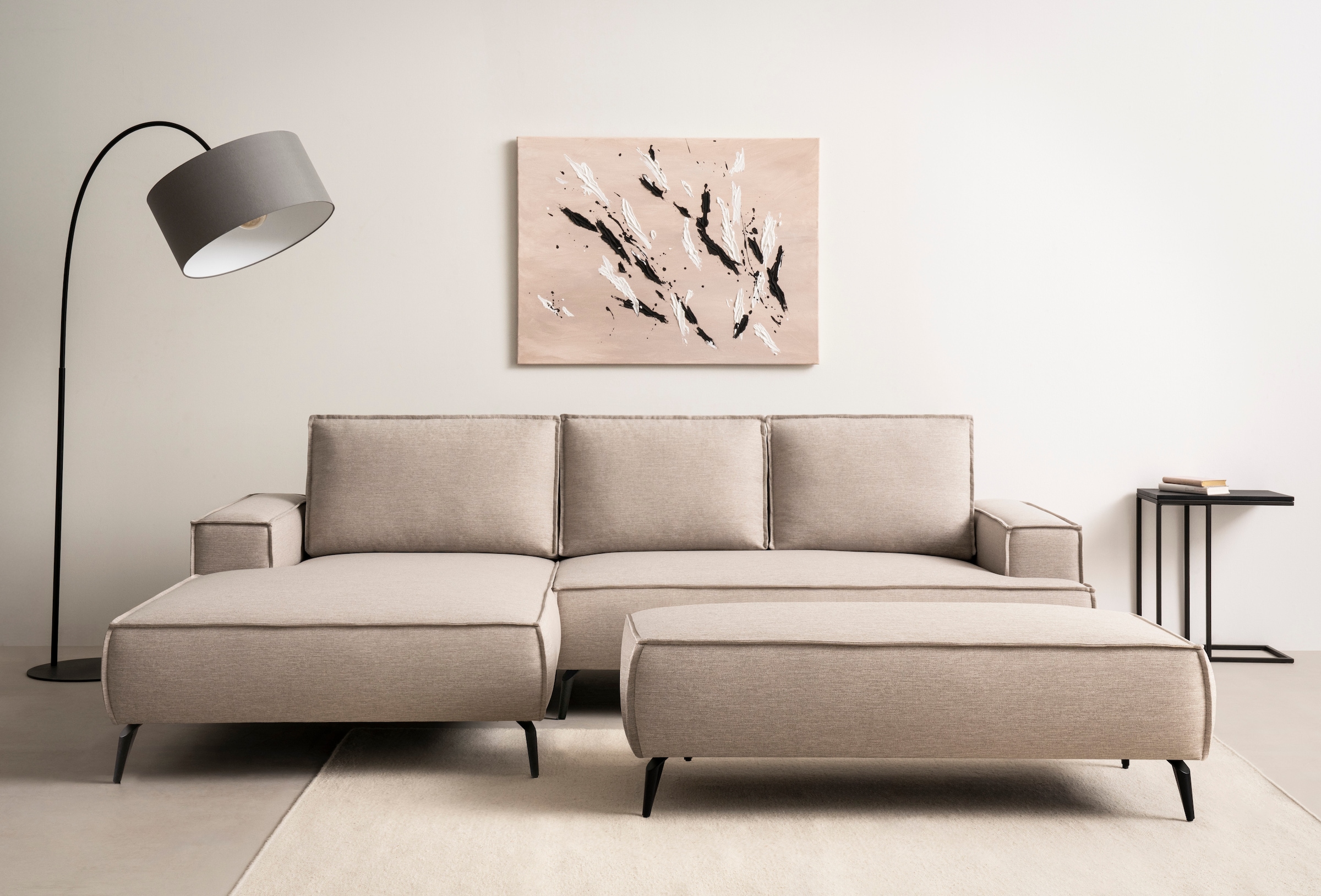 Home affaire Sitzgruppe »TVINNU, Polsterecke L-Form, Schlaffunktion, mit Hocker« Set,  Set, stellbar zum Schlafsofa (Krokodilverbinder)