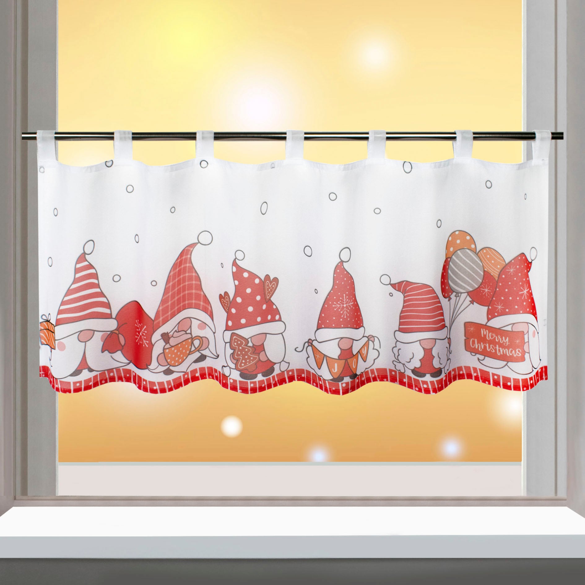 Delindo Lifestyle Scheibengardine »Wichtelparade« Schlaufen 1 Stk. tlg. mit Schlaufenaufhängung für die Küche