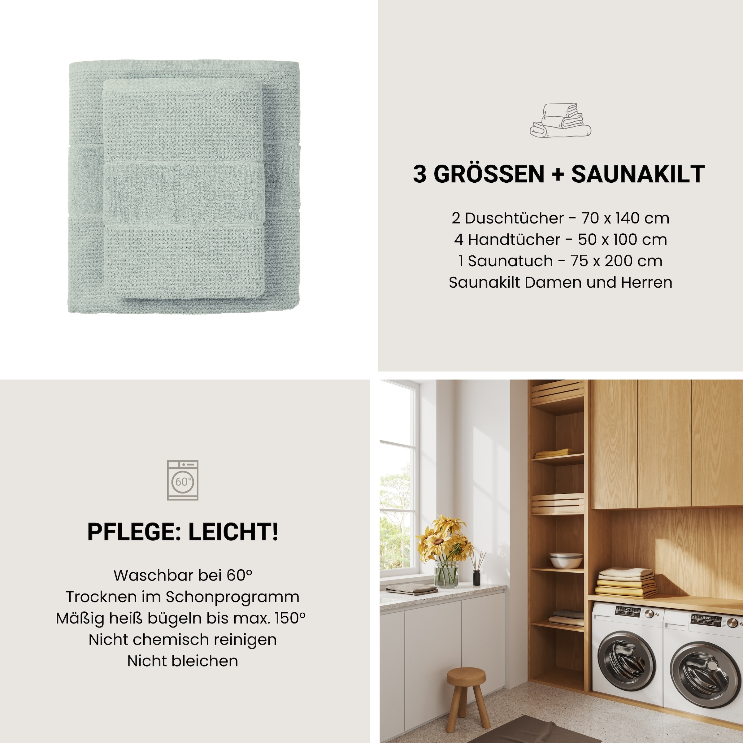 Schiesser Serviette de sauna »Turin in angesagter Reiskornoptik« Made in Green