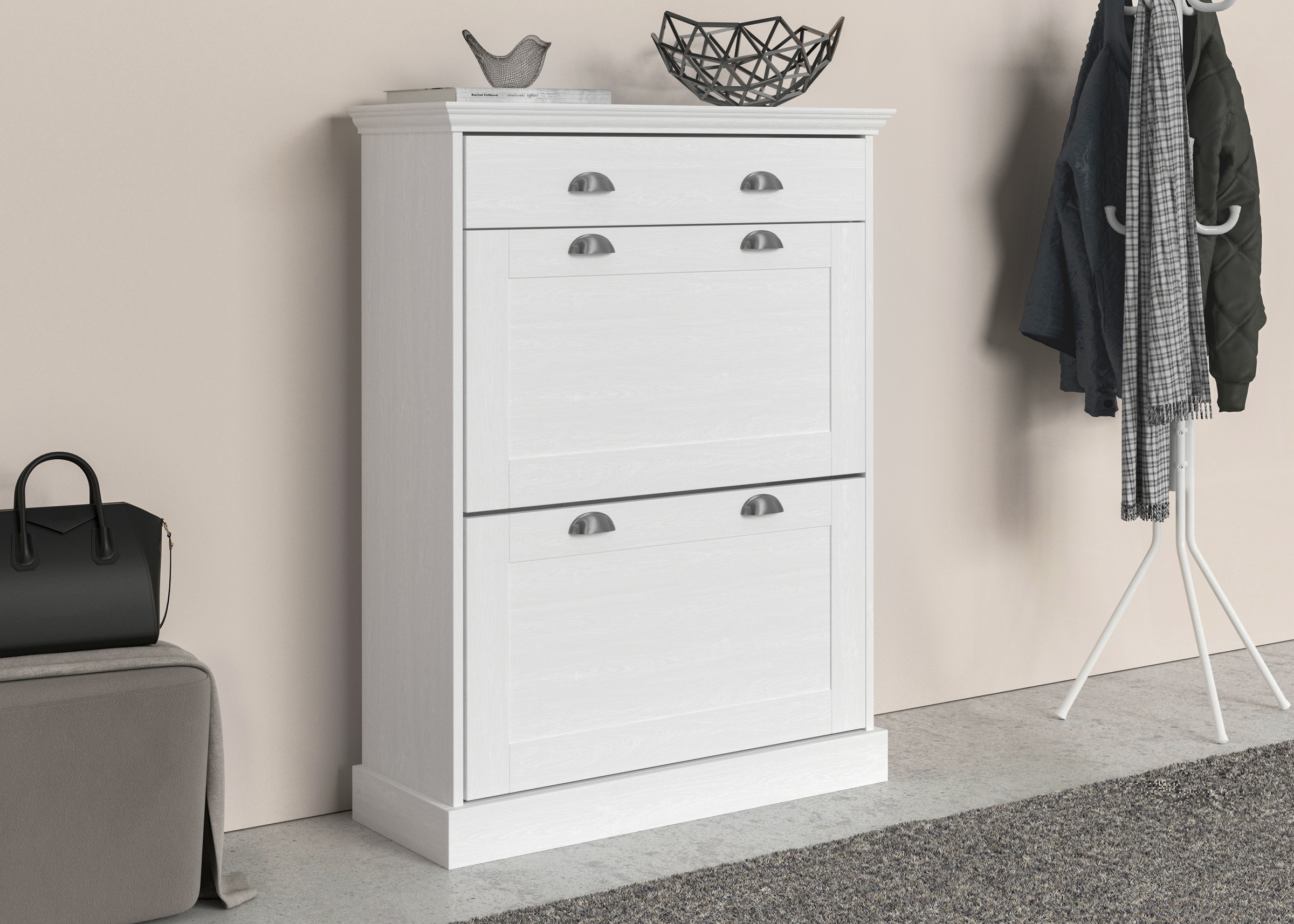 Home affaire Schuhschrank »Motala« mit 2 Klappen u. 1 Schublade, Platz für 12-14 paar Schuhe, Höhe 105 cm