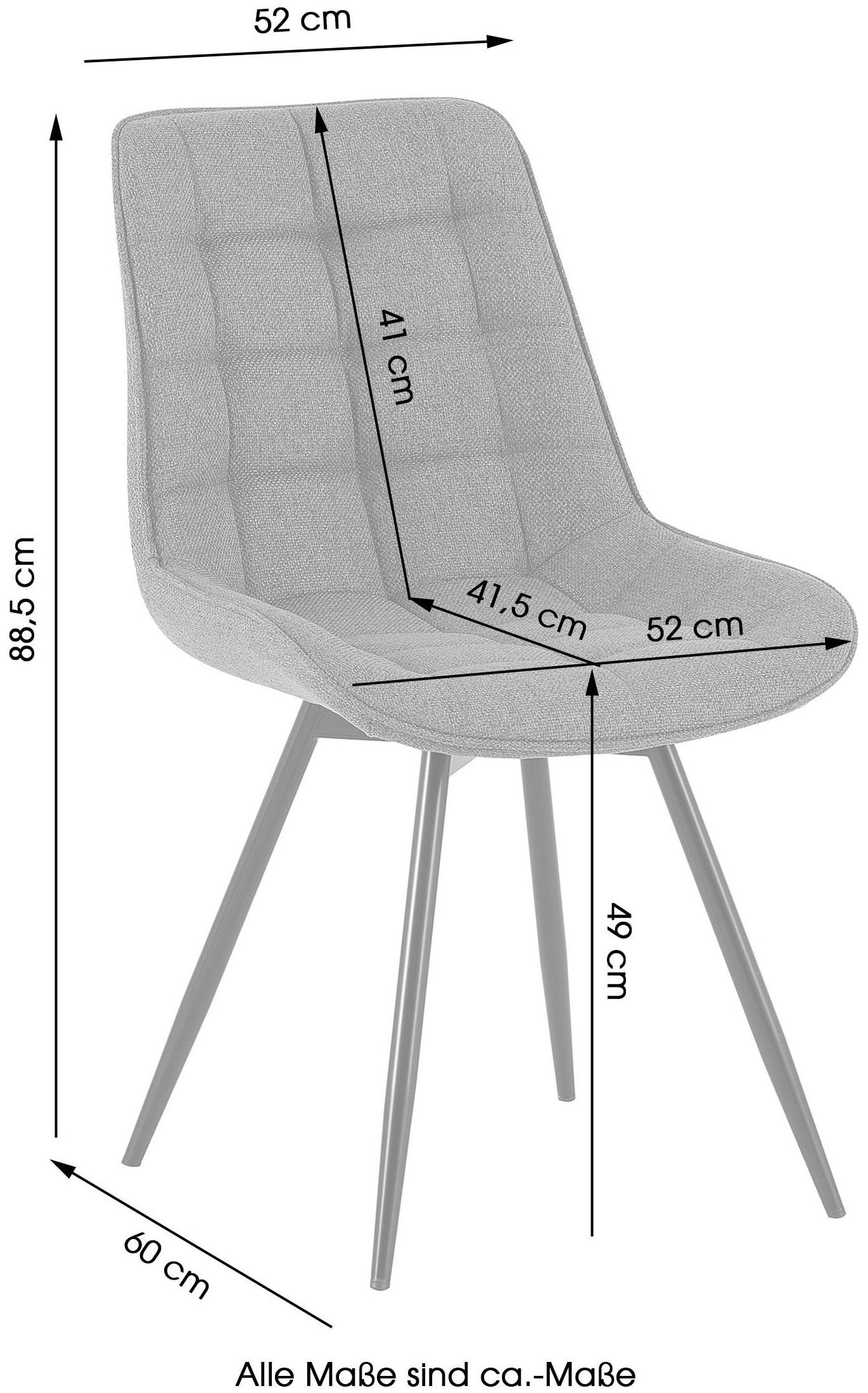GOODproduct Chaise de salle à manger »Catania« (Set) 2 cuisbequemer Stuhl, 360 Grad drehbar in verschiedenen Stoffen und Farben.