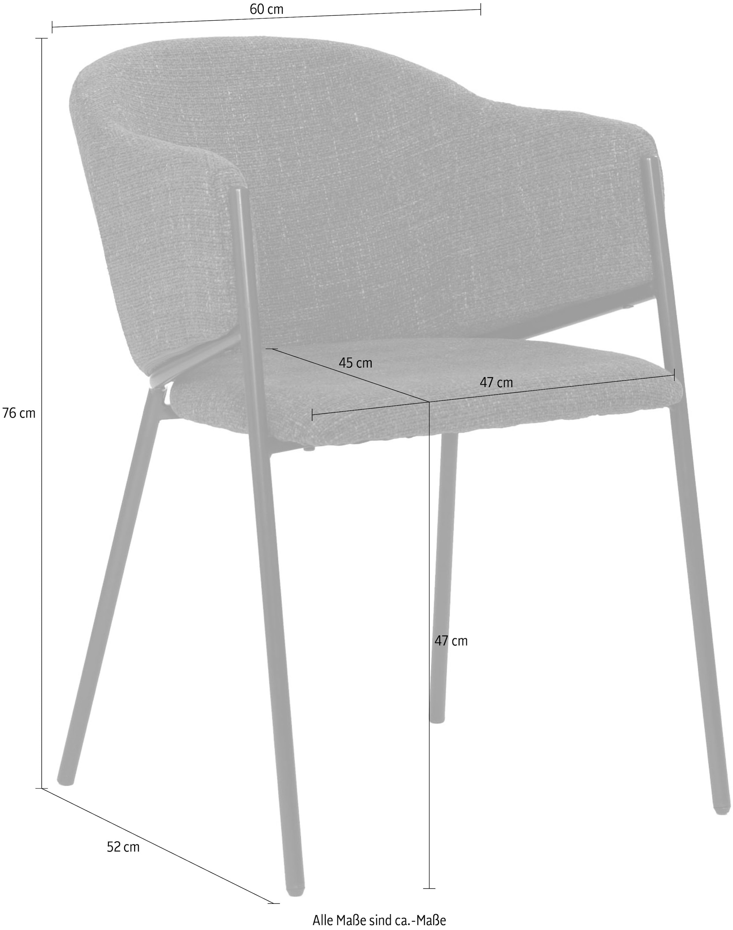 SIT Armlehnstuhl »London 2er-Set Esszimmerstühle mit Strukturstoff & Metallgestell« (Set) 2 Stk.Öko-Tex Strukturstoff & bequeme Armlehnen für Sitzkomfort