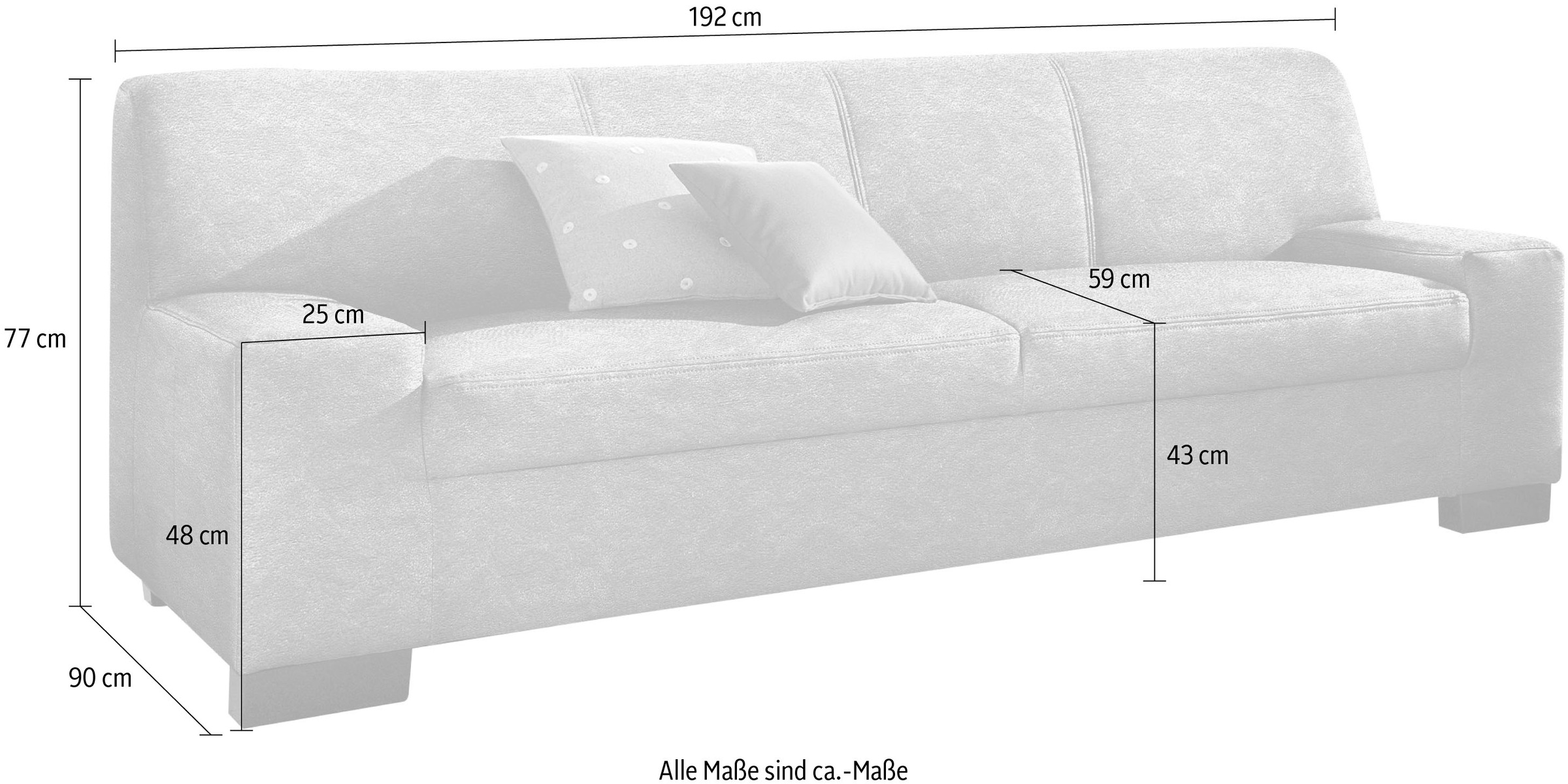 DOMO collection 2-places »Norma, zeitlos, kubisch und elegant, komfortabel, flache Armlehnen«