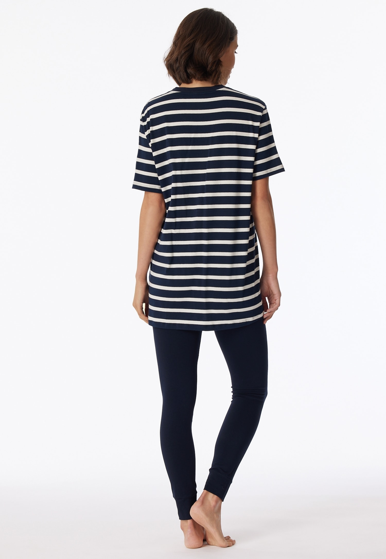 Schiesser Schlafanzug »Casual Essentials« 2 tlg. mit längerem Schnitt und modischen Streifen