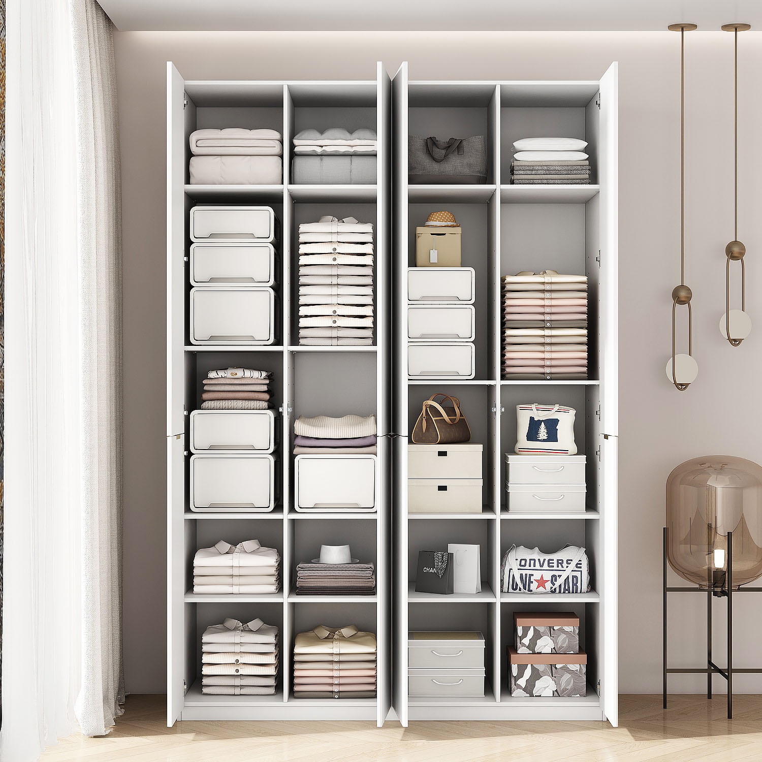 GOODproduct Kleiderschrank »Jorella Schlafzimmerschrank Garderobe mit Softclose« eleganter Schlafzimmerschrank Rillendesign Trend Breite 161cm