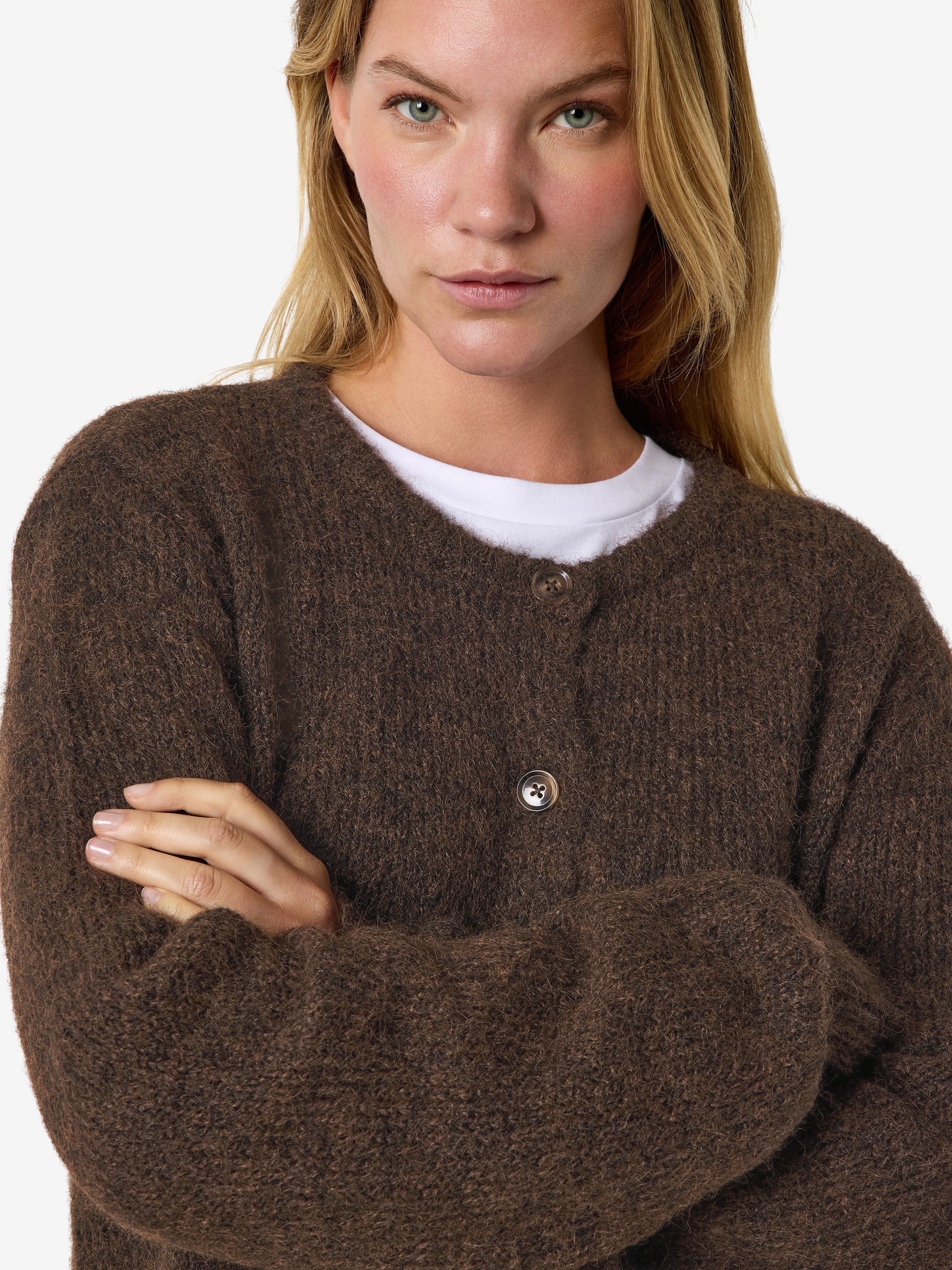 Noisy may Veste en tricot »NMSUTTON L/S O-NECK KNIT CARDI NOOS« Materialmix, relaxed fit
