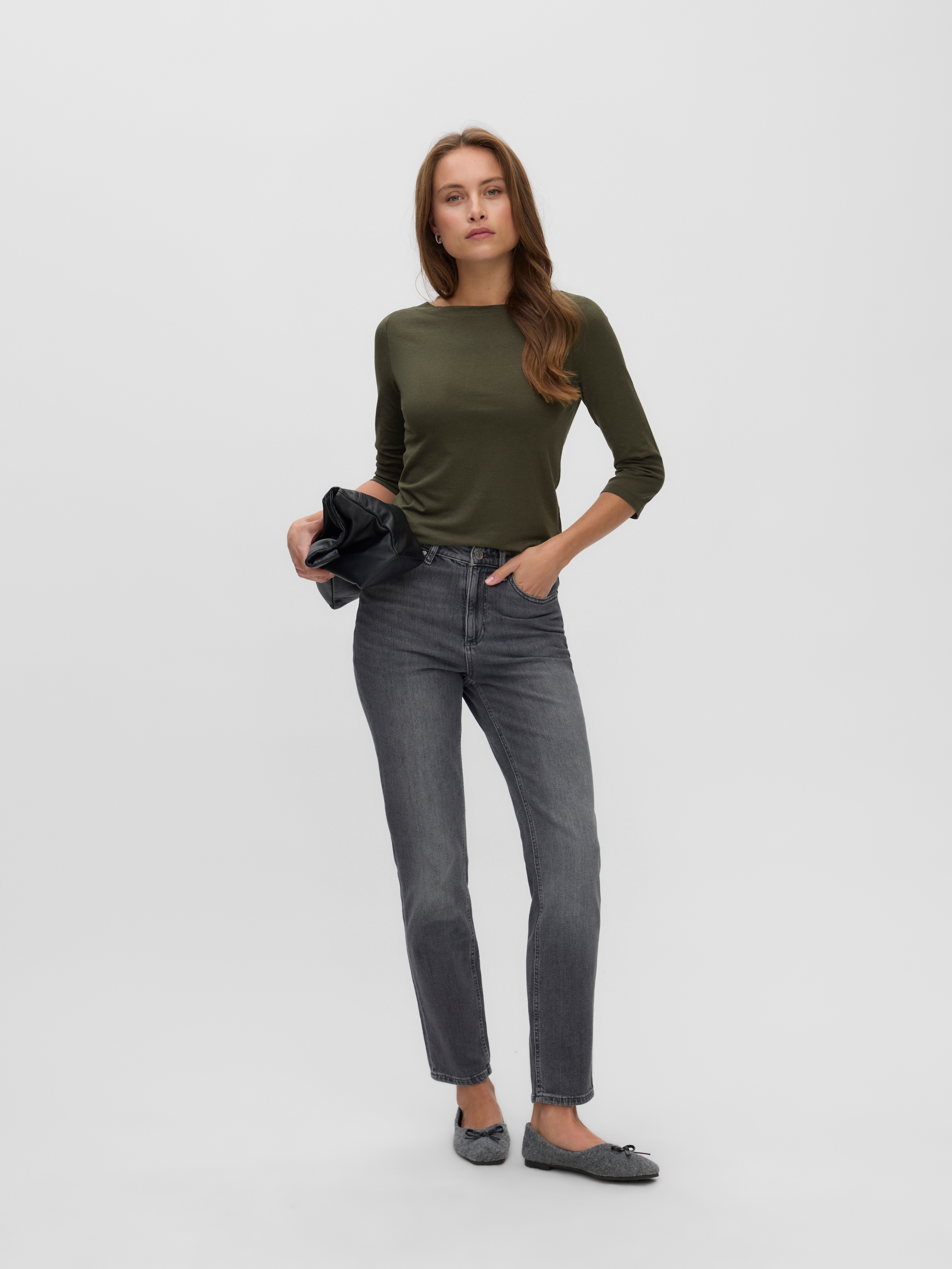 Vero Moda Jeans mom »VMNICKIE HR MOM JEANS BLACK MIX NOOS« Mélange de coton, taille haute, coupe ample