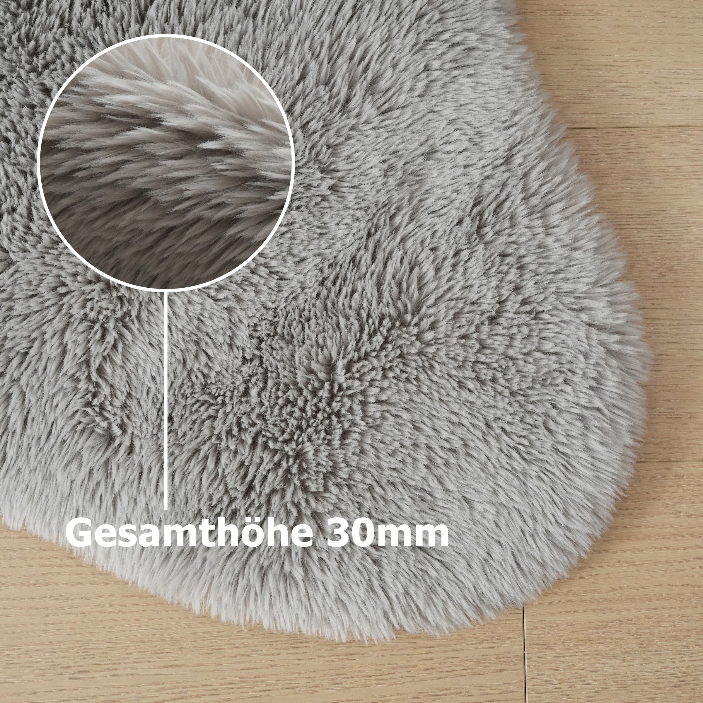 GOODproduct Hochflor-Teppich »Mollin, Fellform, leichter Glanz« rechteckig 30 mm Höhe Kunstfell, Fellimitat, waschbar, flauschig, weich, Wohnzimmer
