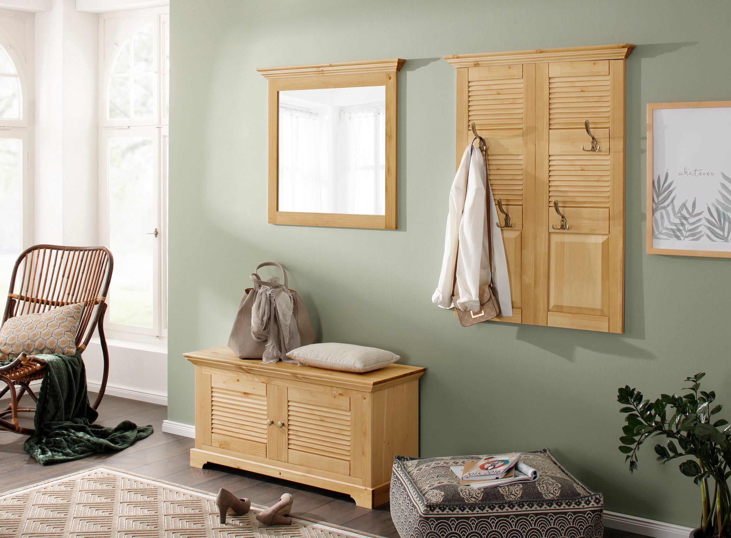 Home affaire Panneau de vestiaire »Ayanna« Breite 84 cm, mit 4 Doppelhaken, aus massiver Kiefer, FSC®