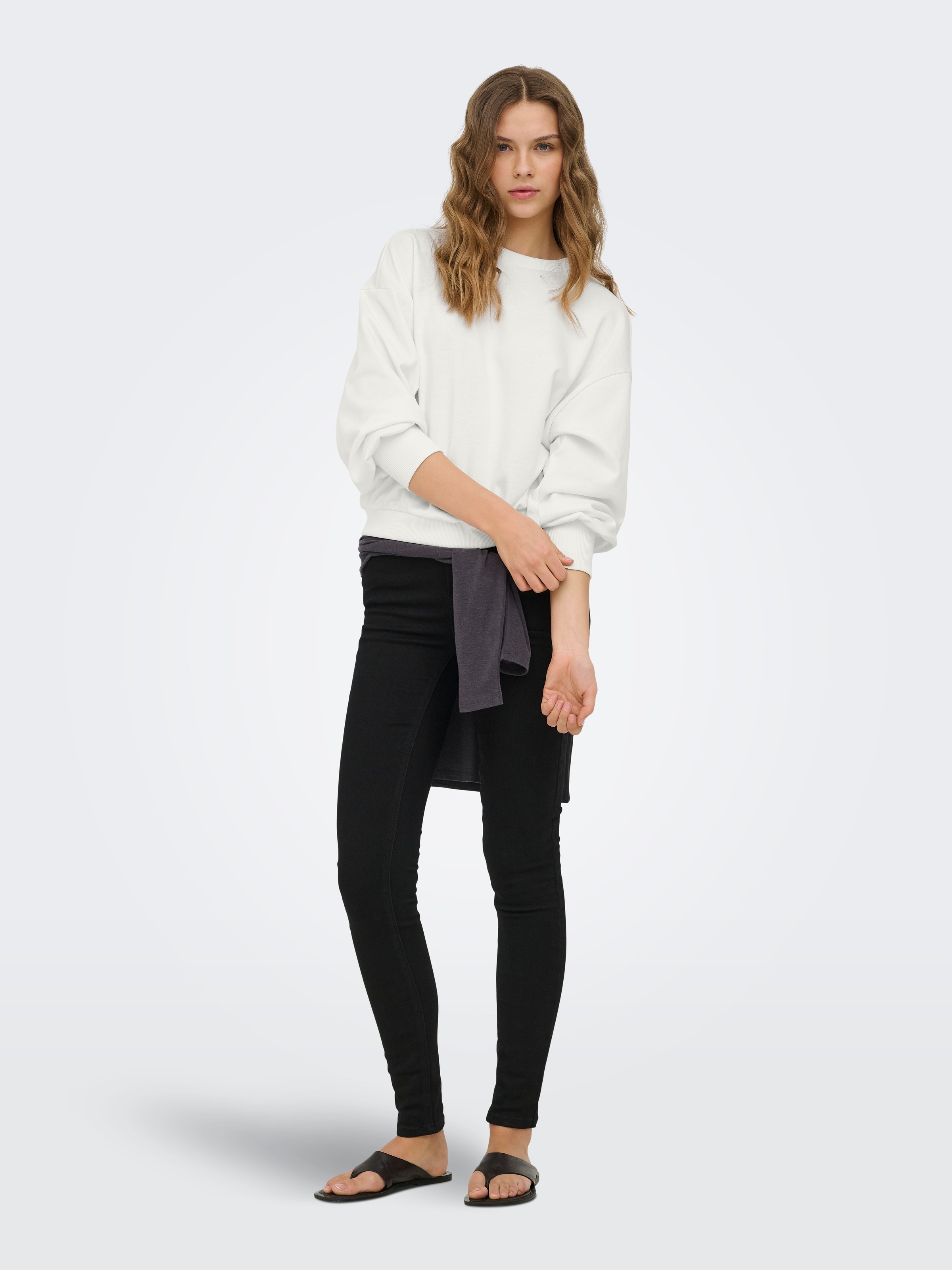 ONLY Sweat-shirt »ONLBROOKE L/S O-NECK SOLID 2 PACK SWT«, 2 mélange coton, coupe régulière
