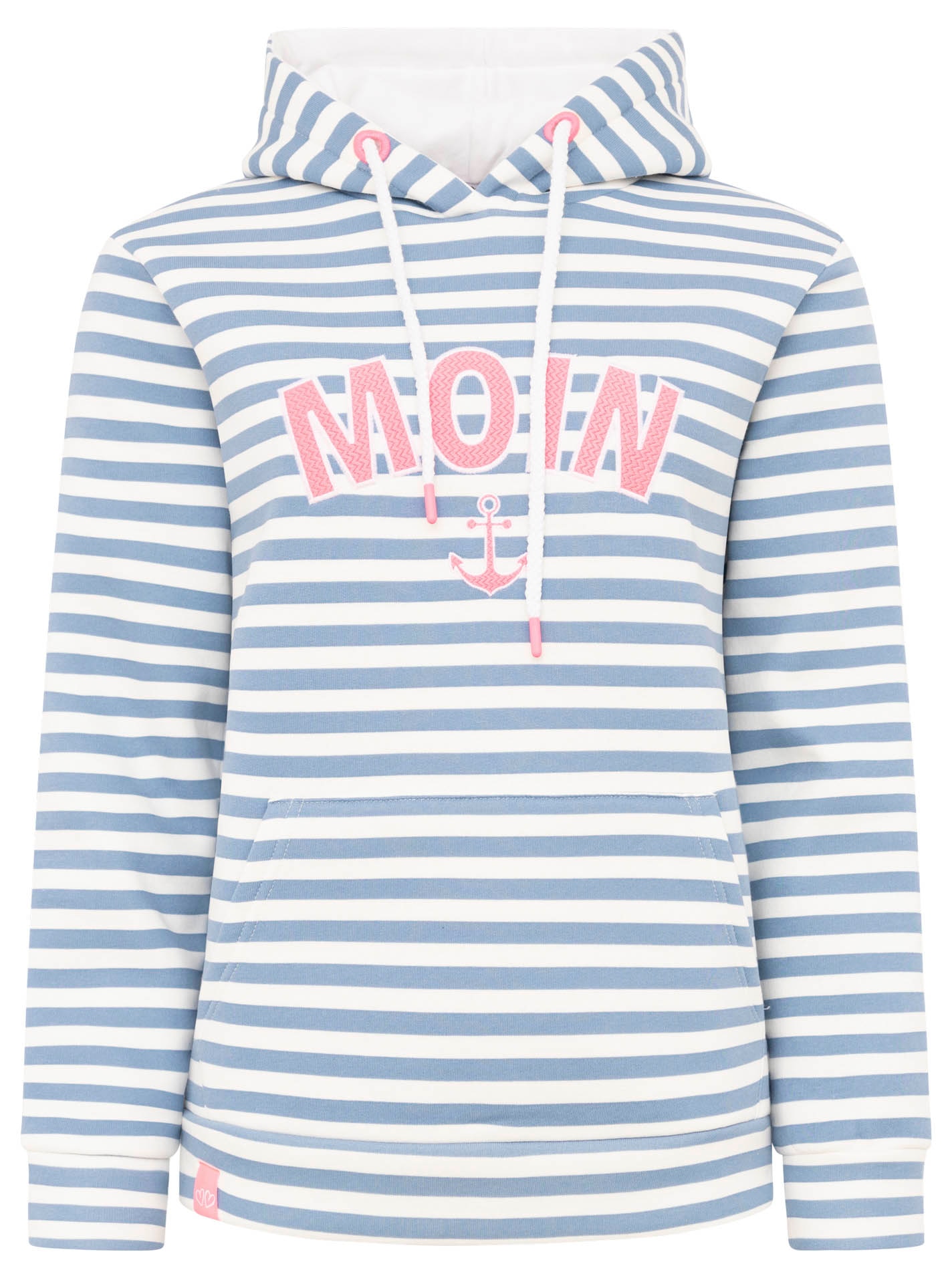 Zwillingsherz Kapuzensweatshirt »"Streifen Moin"«, gestreift, grosse "MOIN"- und Anker -Stickerei, Tasche vorne
