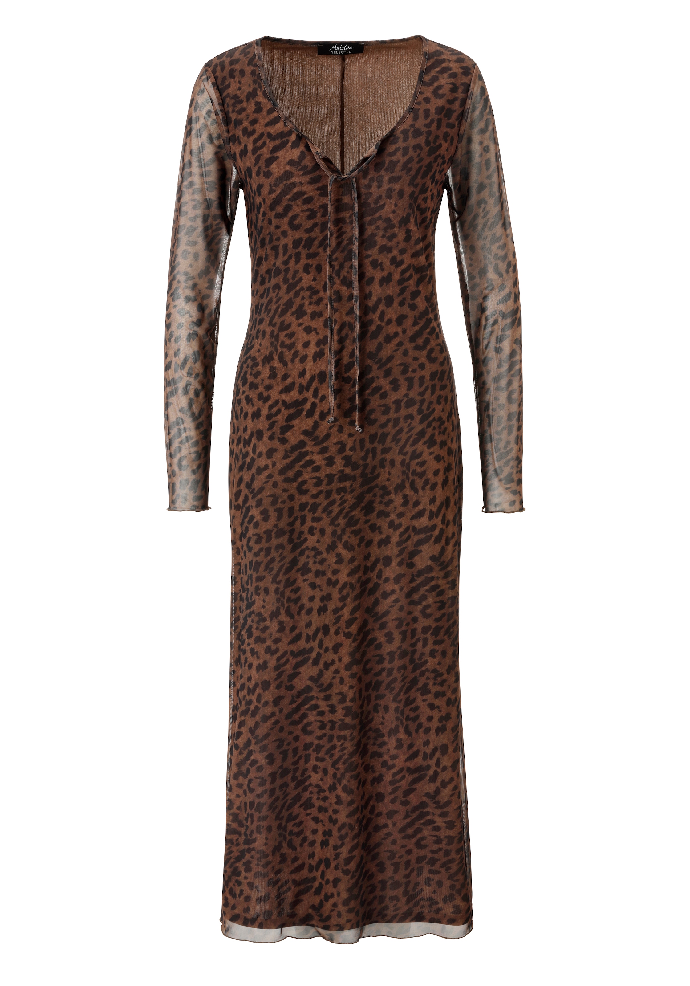 Aniston SELECTED Robe midi en qualité mesh et imprimé animal tendance - NOUVELLE COLLECTION