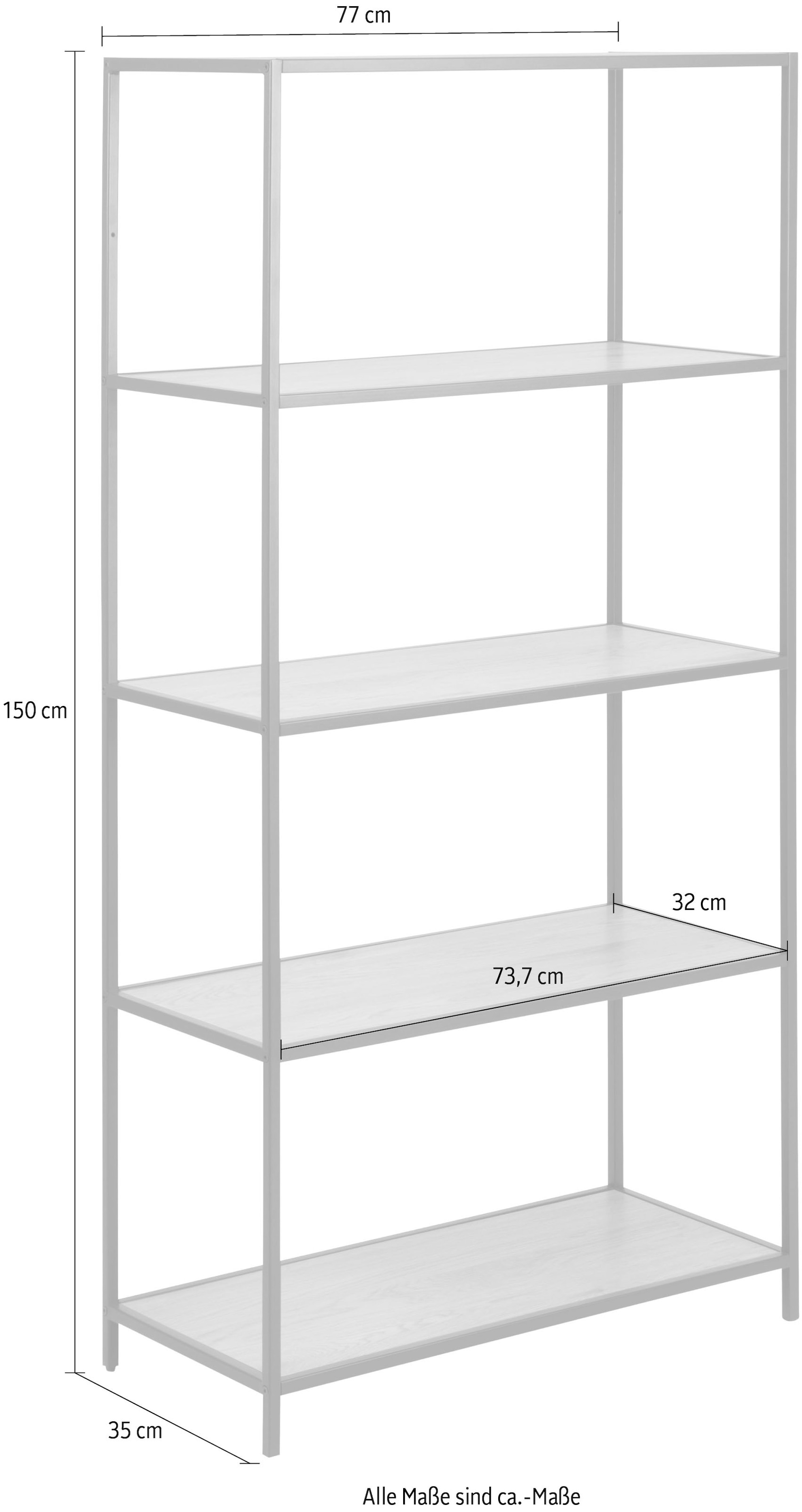 ACTONA GROUP Étagère à livres structure métal style industriel moderne, 4 étagères, hauteur 150 cm
