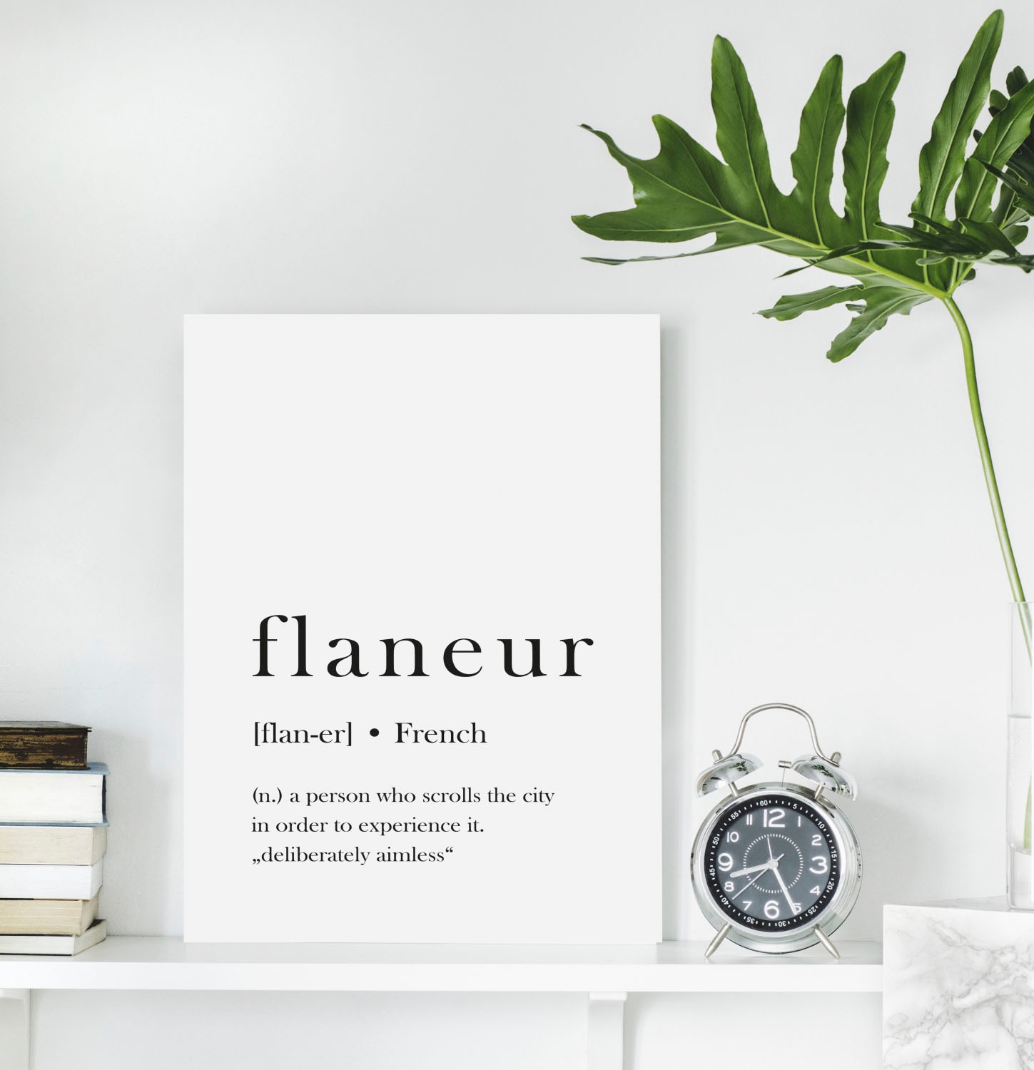 queence Acrylglasbild »flaneur« Schriftzug | Schwarz-Weiss | Sprüche | Sprüche & Texte Fine Art-Print in Galeriequalität