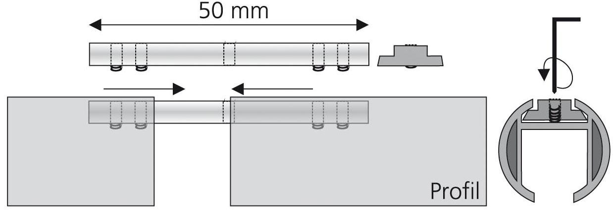 Liedeco Connecteur pour profils de rail intérieur 28 mm avec canal de roulement 6 mm