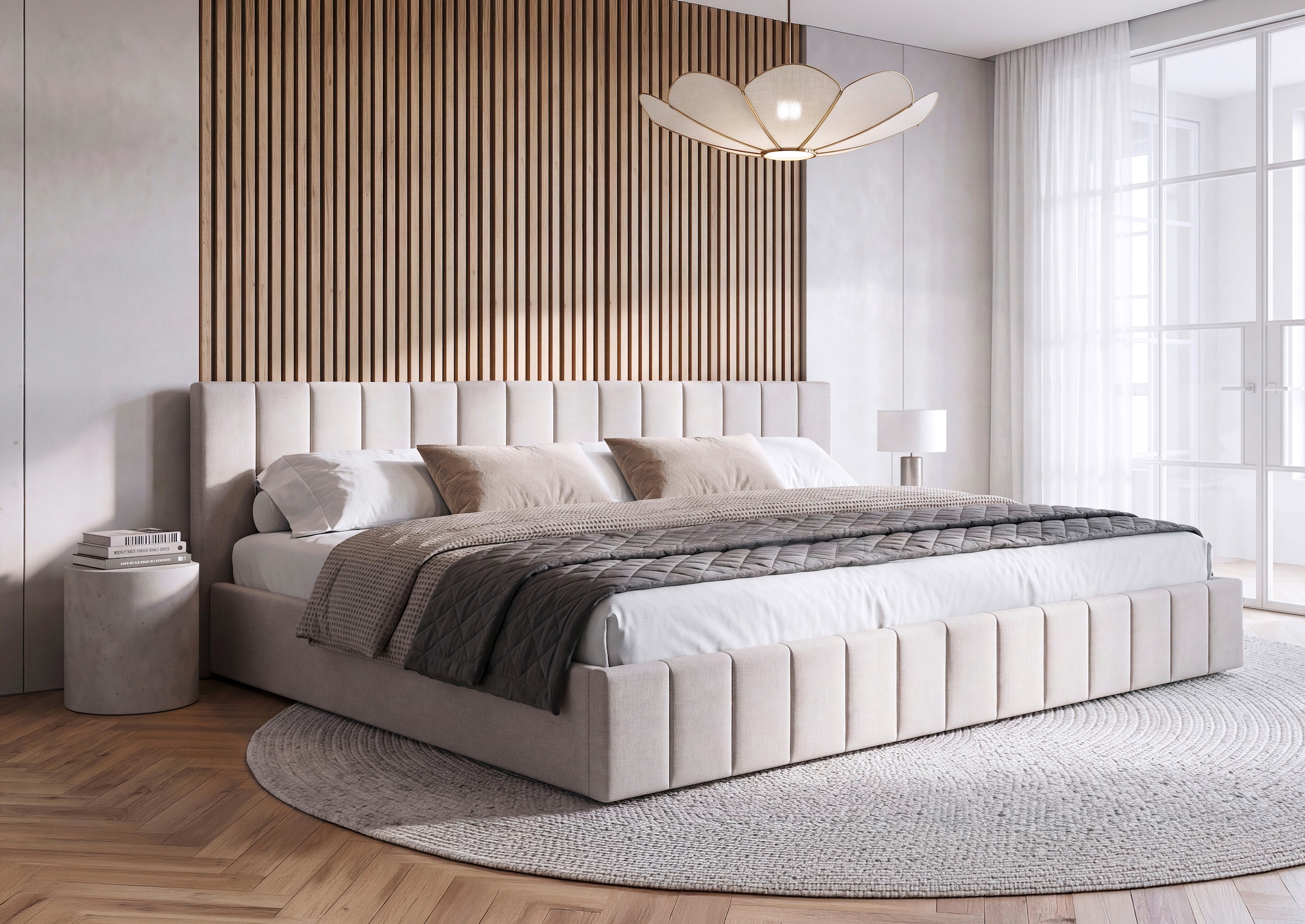 Home affaire Lit rembourré »MANTEIGAS, Familienbett mit hochwertigem Strukturstoff« surface de couchage 120x200 et 240x200 cm, sans sommier à lattes ni matelas