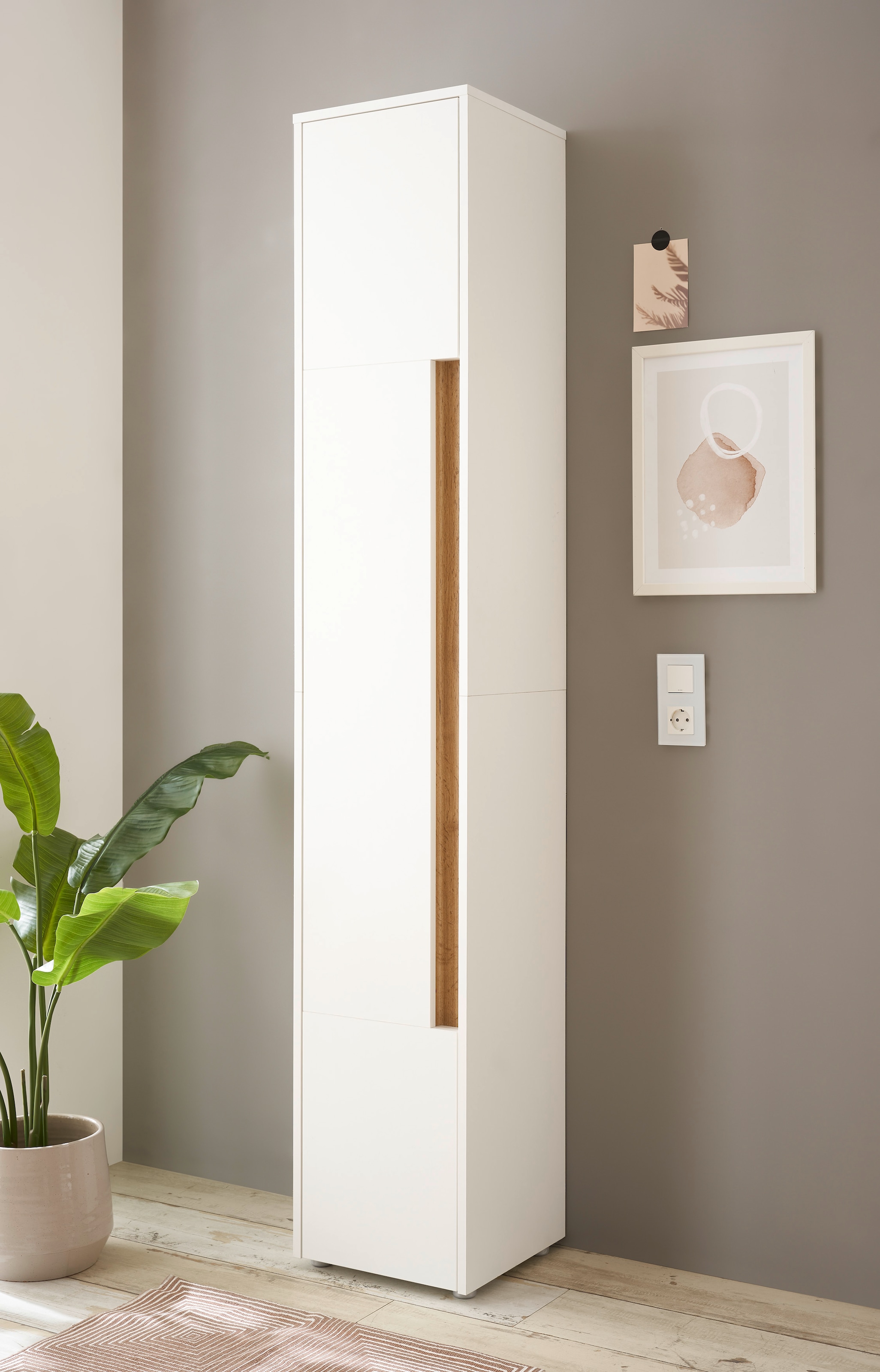 Home affaire Armoire haute »CITY/GIRON, Badschrank mit Griffmulde, Schrank in zeitlosem Design« in den Farben Weiss und Anthrazit verfügbar, viel Stauraum