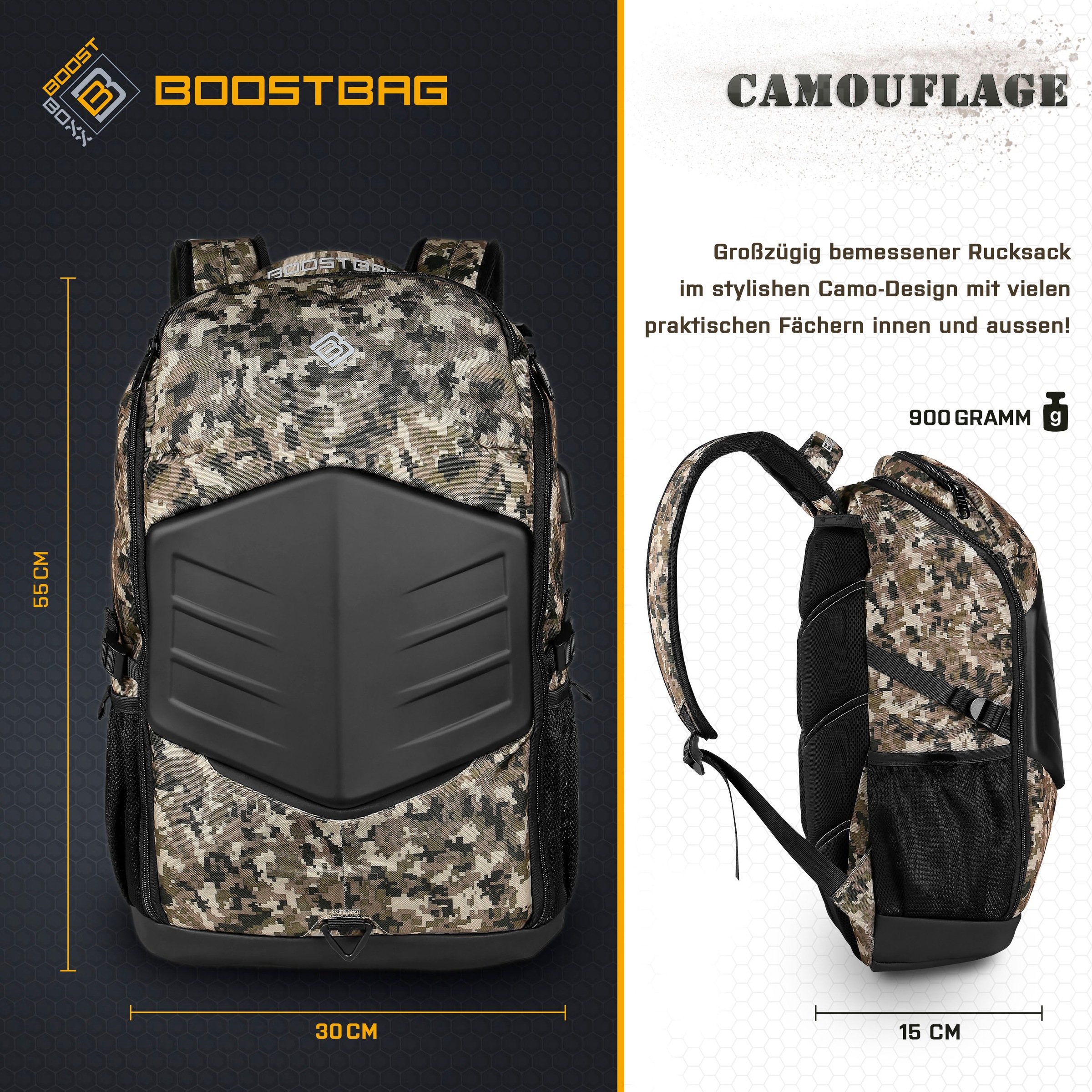 BoostBoxx Sac à dos pour ordinateur portable »Boostbag Camouflage«