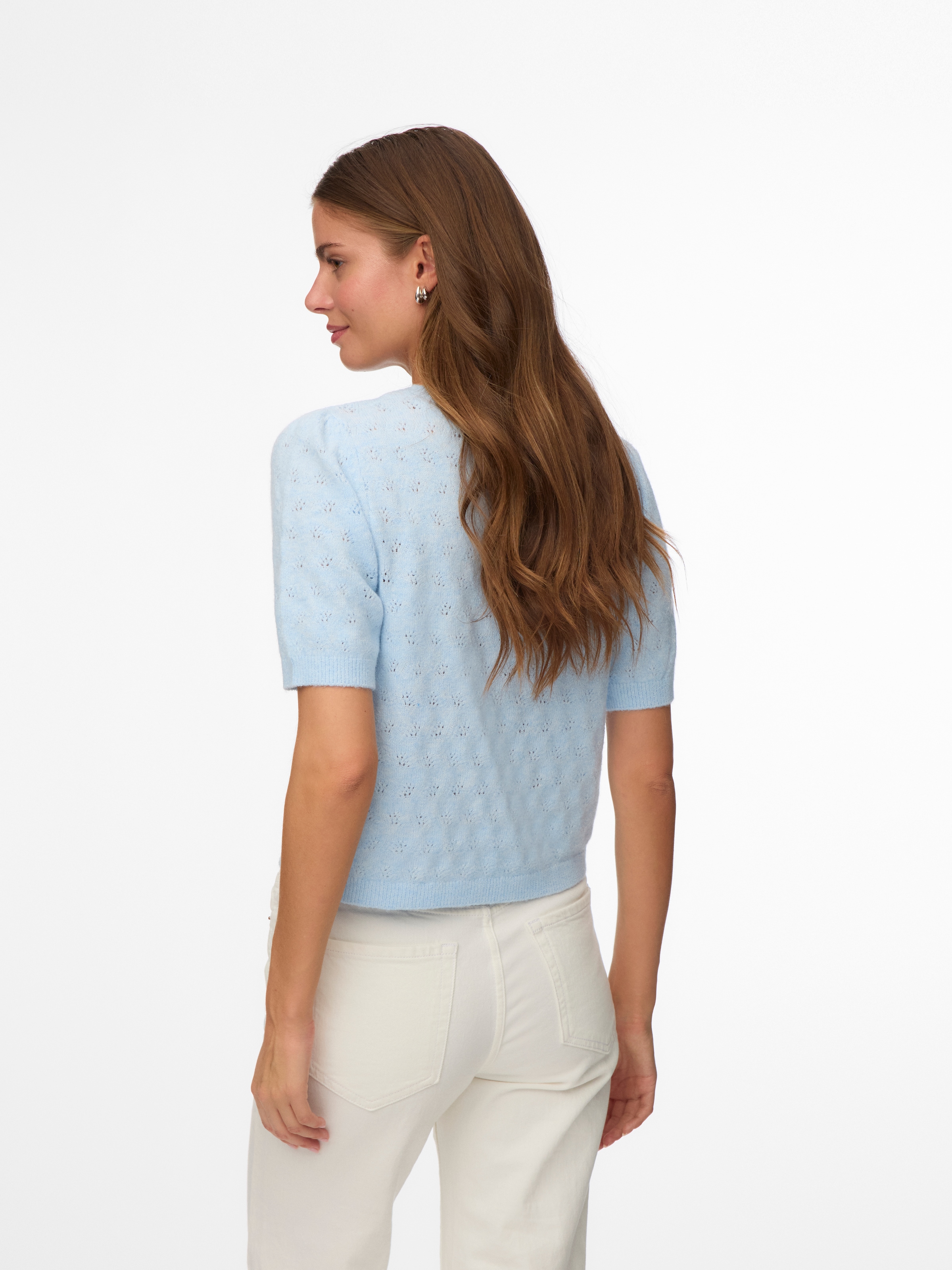 Vero Moda Pull à manches courtes »VMDOFFY STITCH 2/4 O-NECK PULLOVER NOOS« Materialmix, regular fit