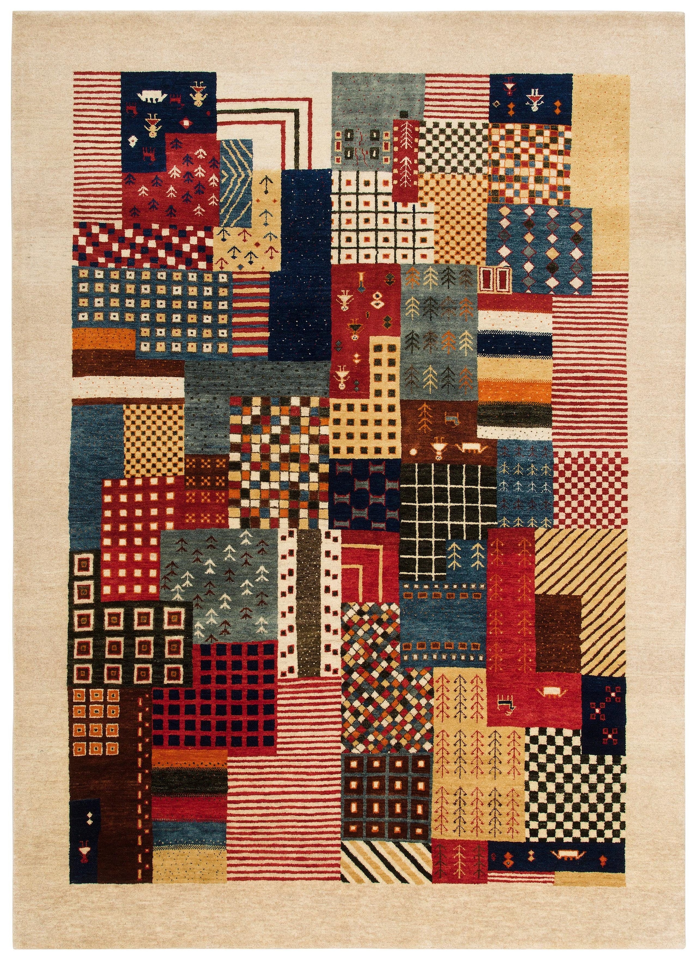 my home Tapis en laine »Felia« Rectangulaire 12 mm Höhe reine Wolle, handgewebt, mit Bordüre