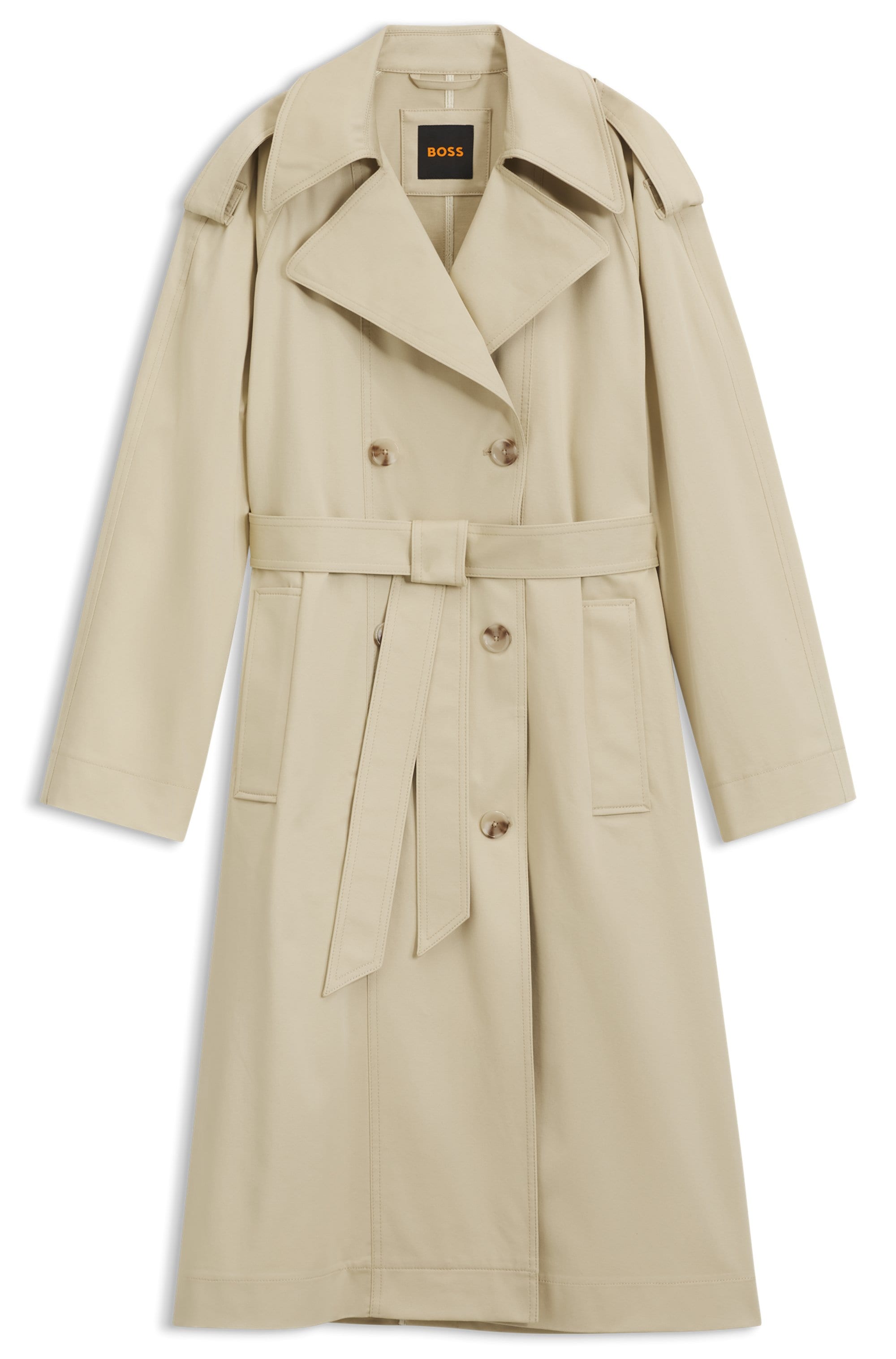 BOSS ORANGE Trench-coat »Carelli Premium Damenmode« avec finition déperlante, coupe décontractée
