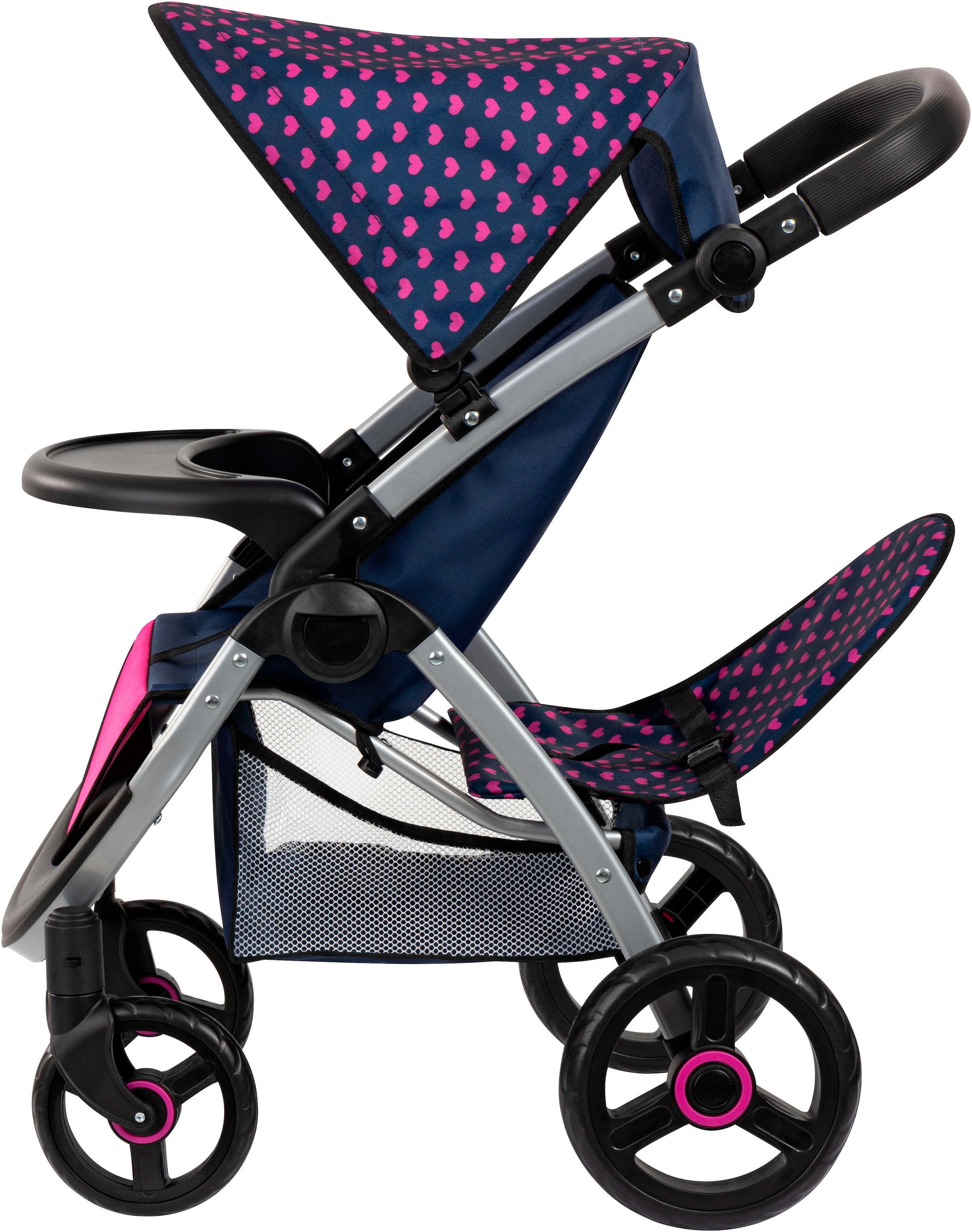 Bayer Puppen-Zwillingsbuggy »Twin Star, blau/pink« mit Wickeltasche