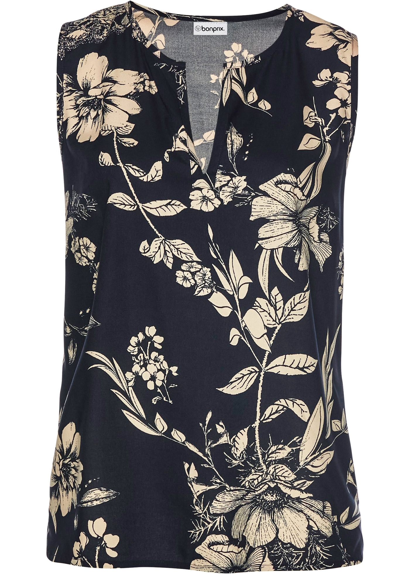 bonprix Top chemisier figurumspielend, Ausschnitt mit Schlitz, kleine Seitenschlitze