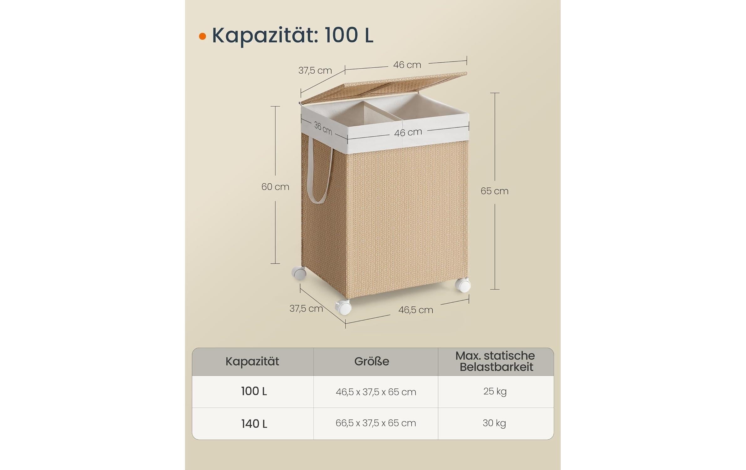 SONGMICS Wäschekorb »100 l, Bambus«