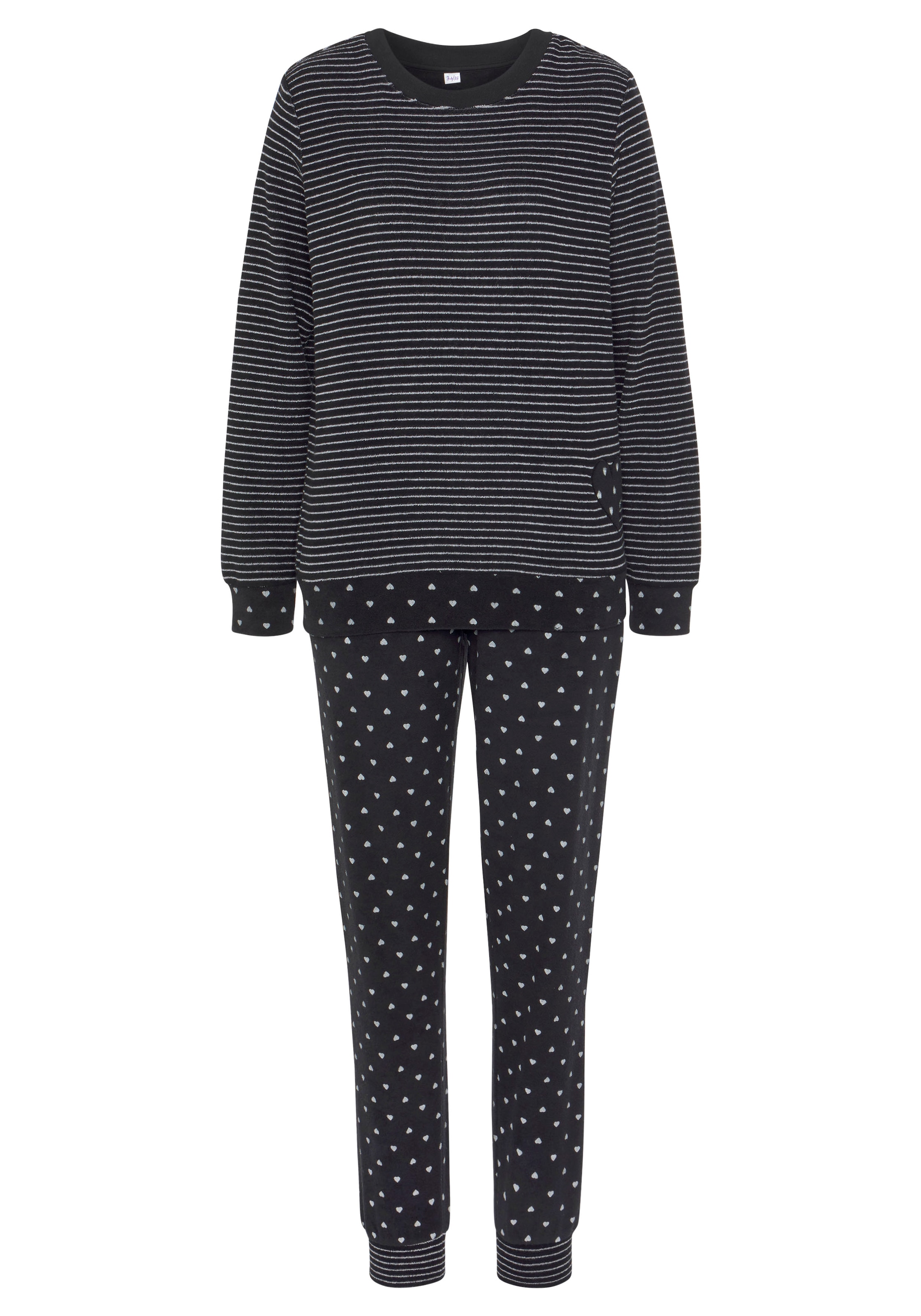 Vivance Dreams Pyjama 2-teilig, 2 pièces aus weichem Frottée mit Streifen und Herzen