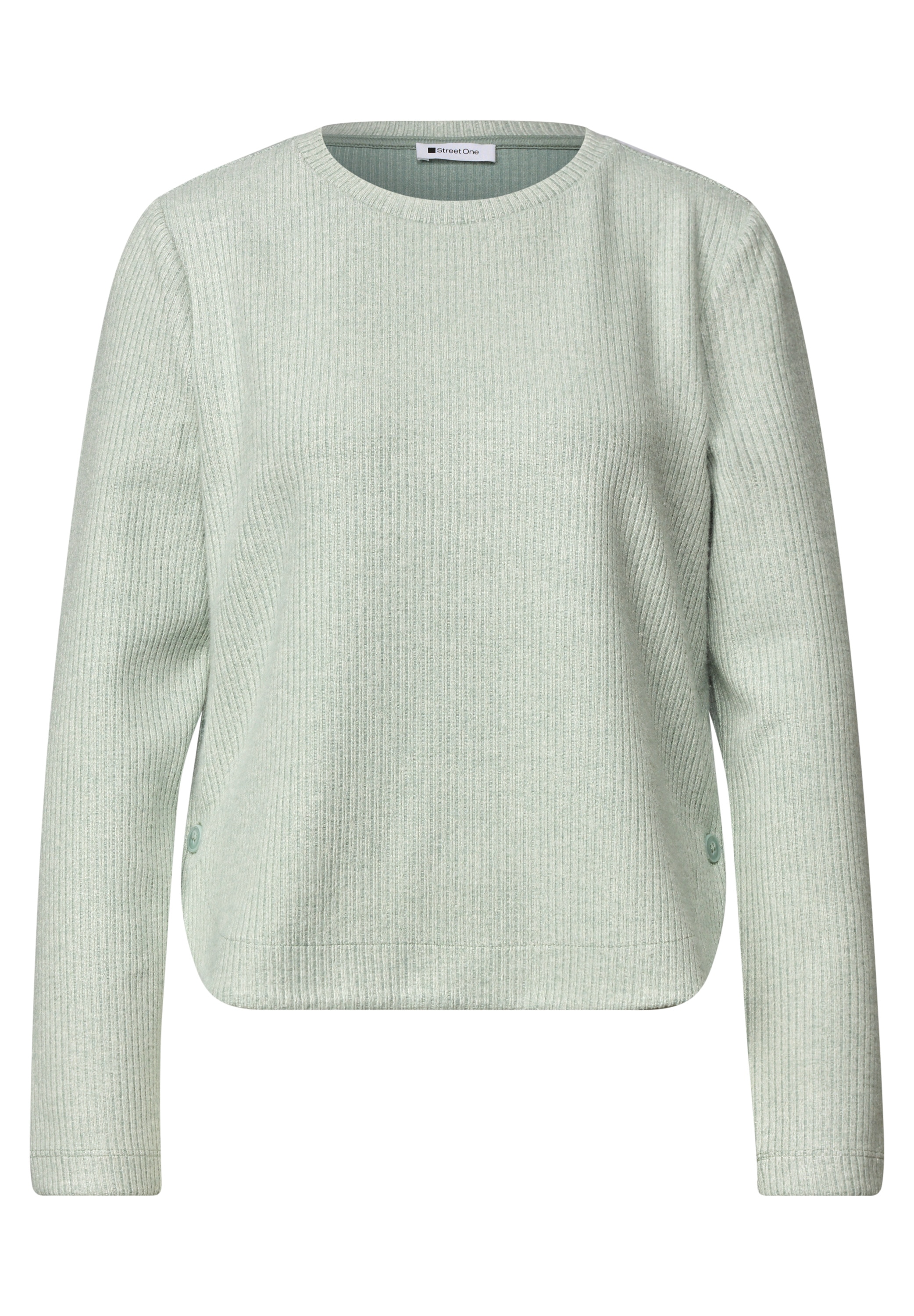STREET ONE Pull à col rond avec détails boutons latéraux / viscose stretch