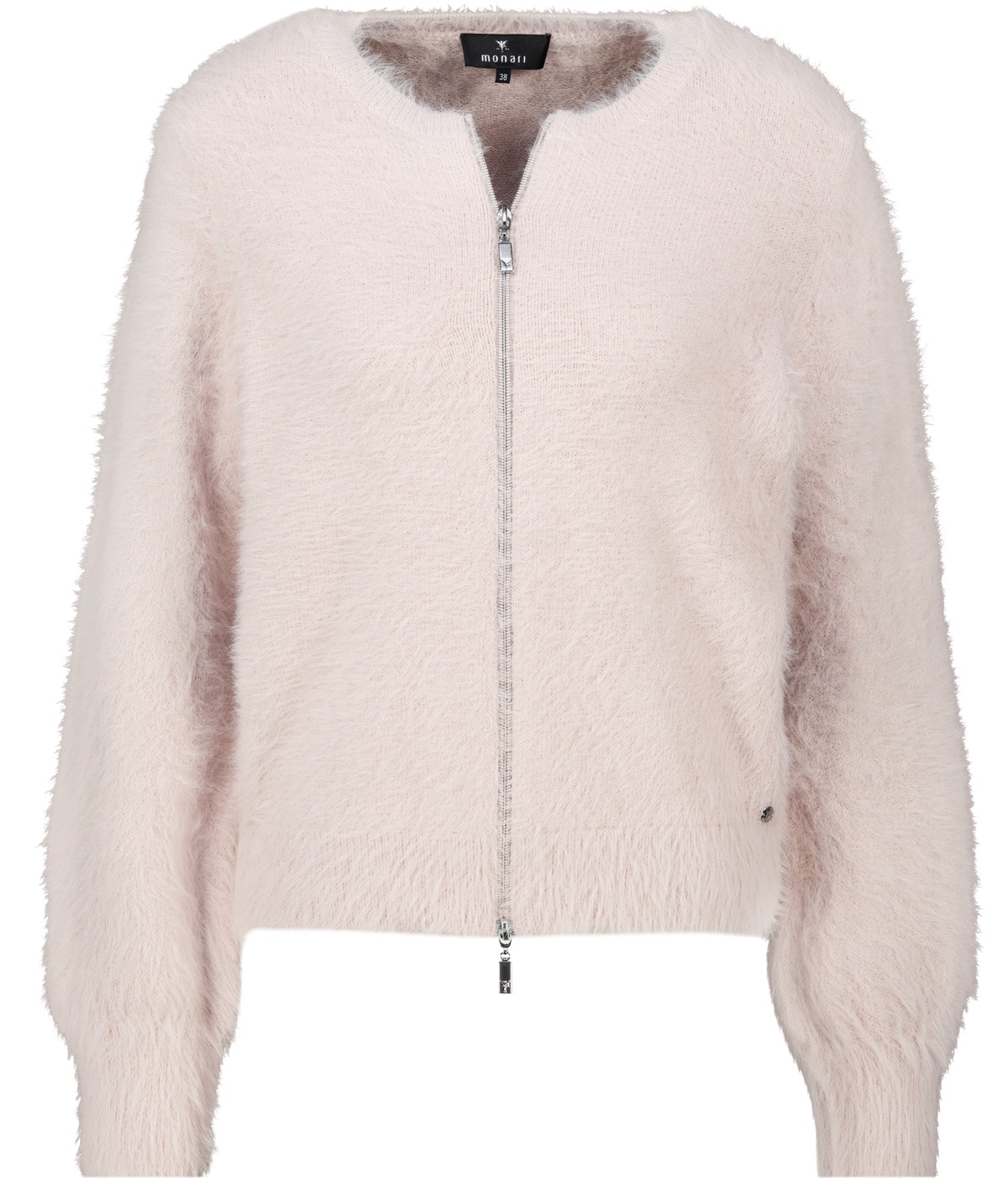 Monari Veste en tricot »Plüsch« im flauschigen Materialmix, Rundhals