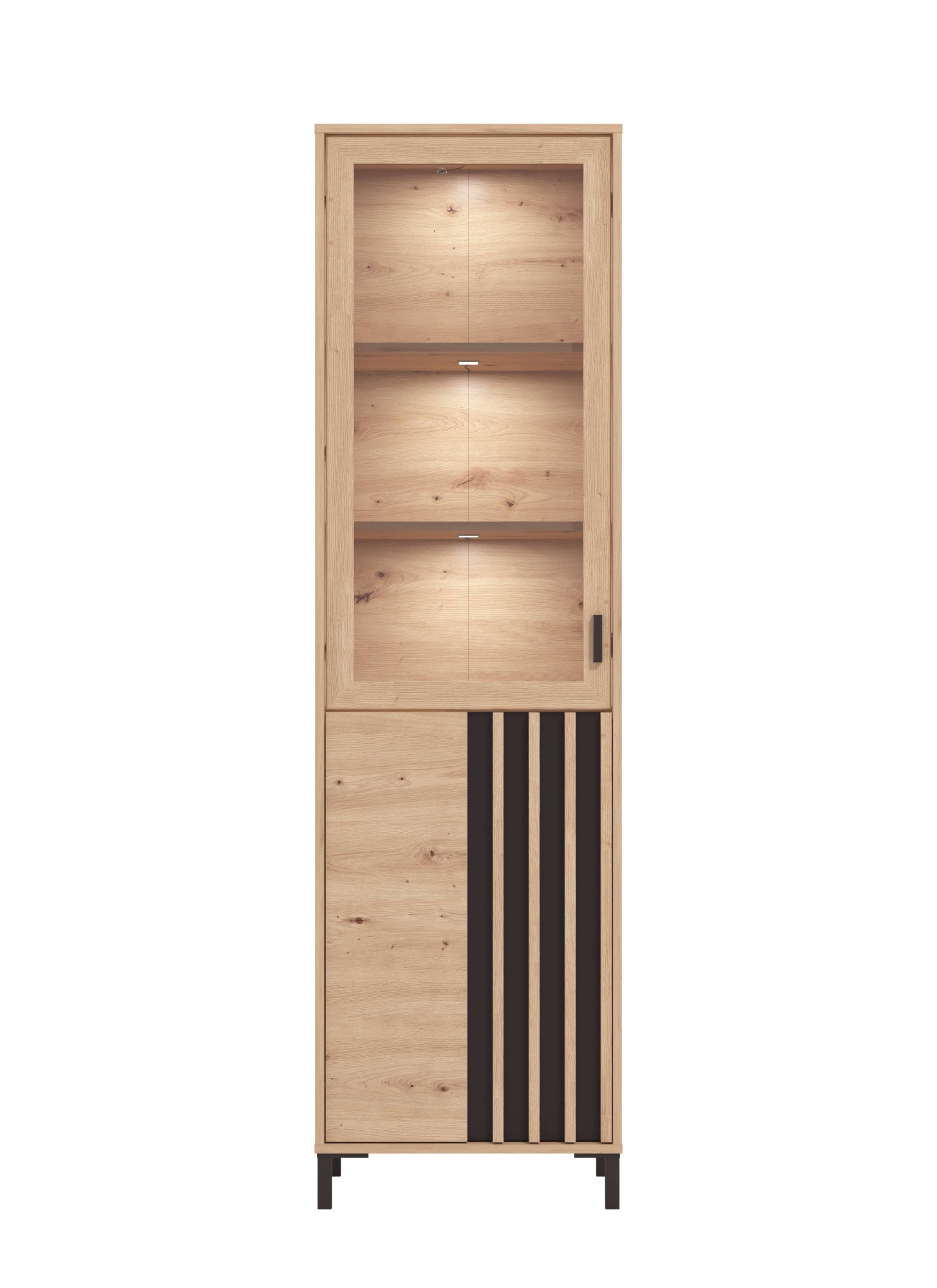 Home affaire Vitrine »LAVAL Vitrinenschrank, Glasschrank, Standvitrine, Highboard/Sideboard« Türen, 4 Einlegeböden, 5 Fächer, Gesamtmasse (B/T/H): 54,5/40/192,5 cm