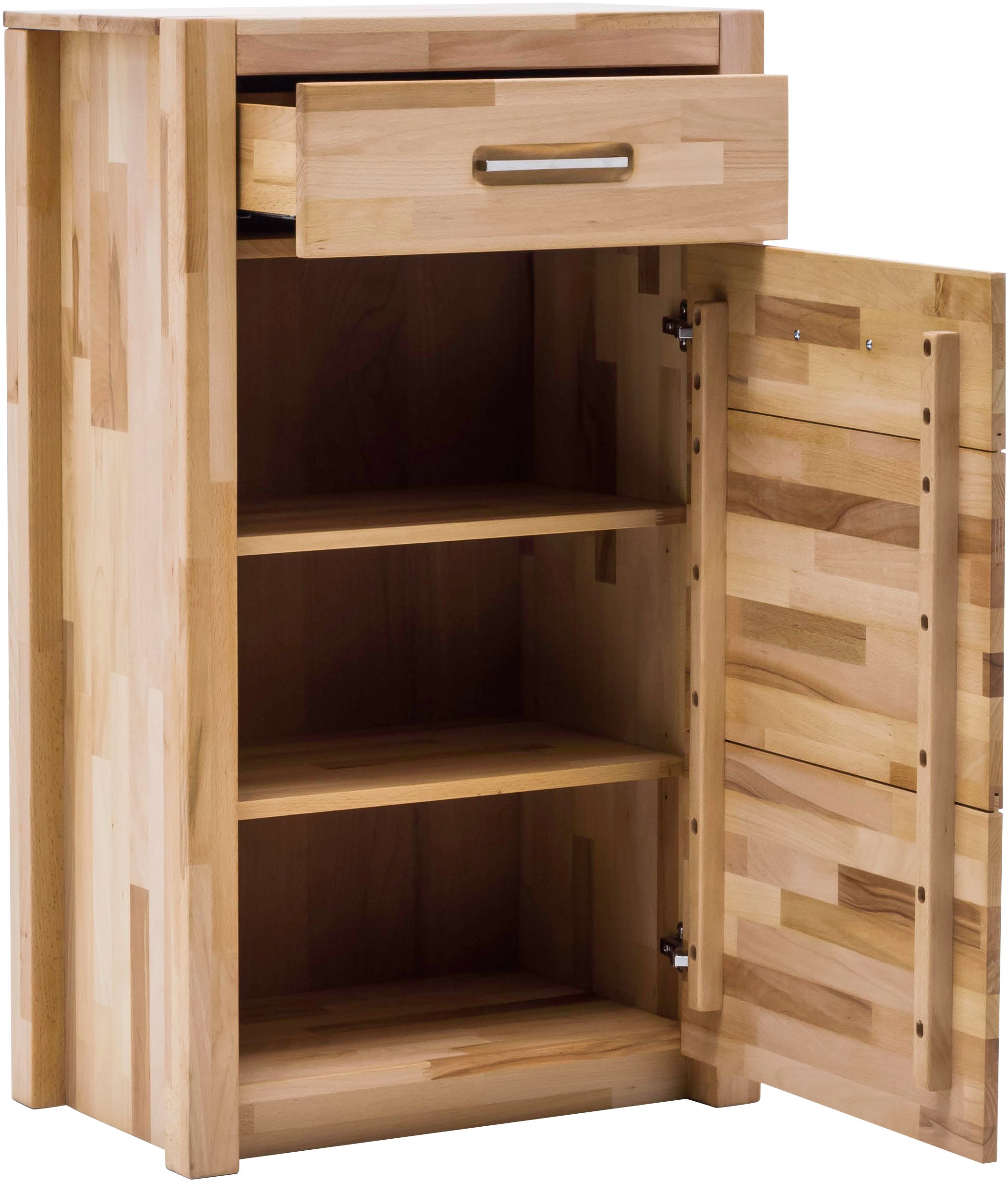 MCA living Garderobenschrank »Fenja Kommode, Schrank, Drehtürenschrank - Höhe 112 cm« 1 Stk. tlg. Massivholz, Kernbuche, 1 Tür, 1 Schubkasten, Breite 66 cm