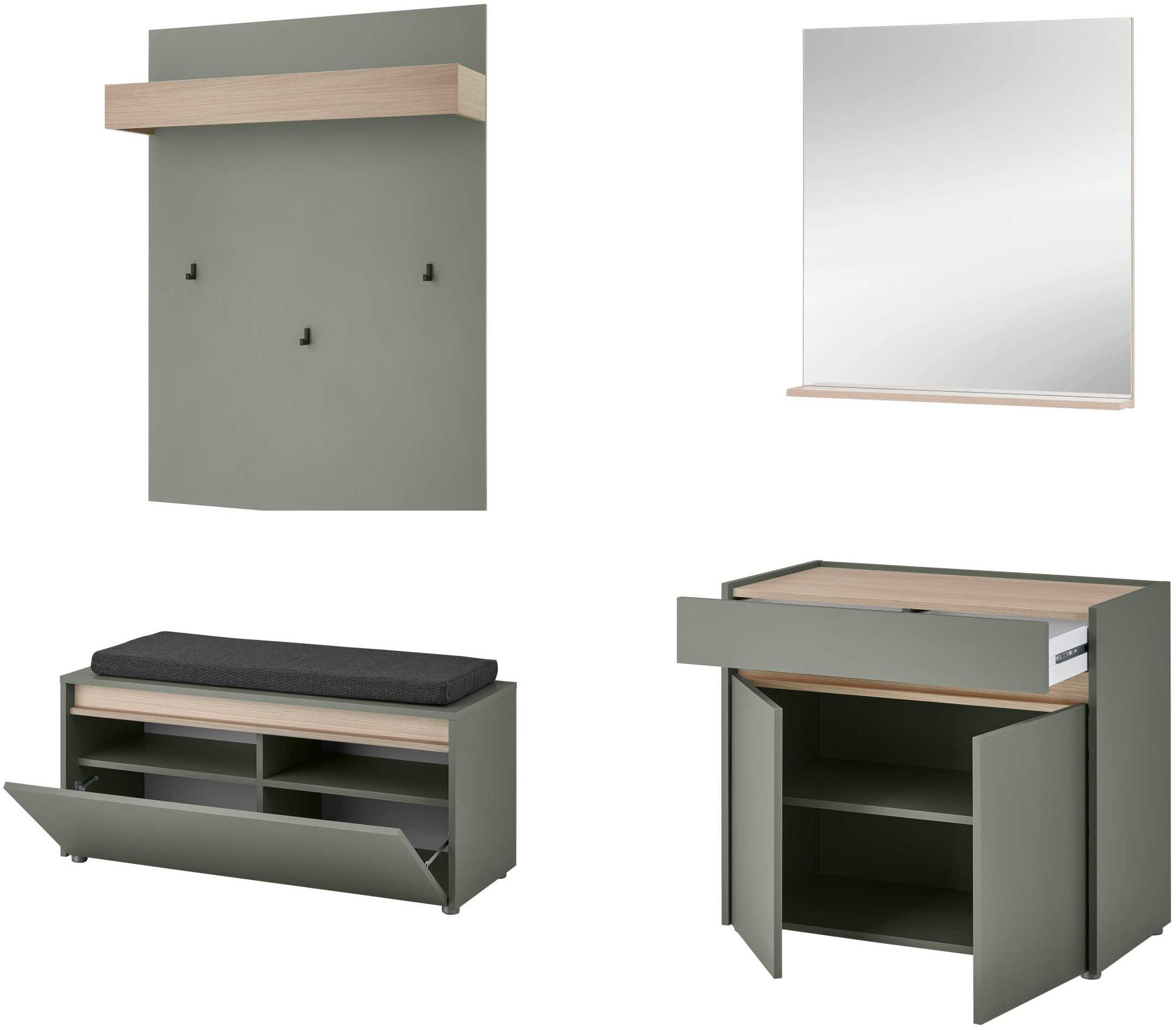 Home affaire Garderoben-Set »GIRON/CiTY, moderne Garderobe, Komplettset mit viel Stauraum« Komplett-Set, 4 Stk. tlg.