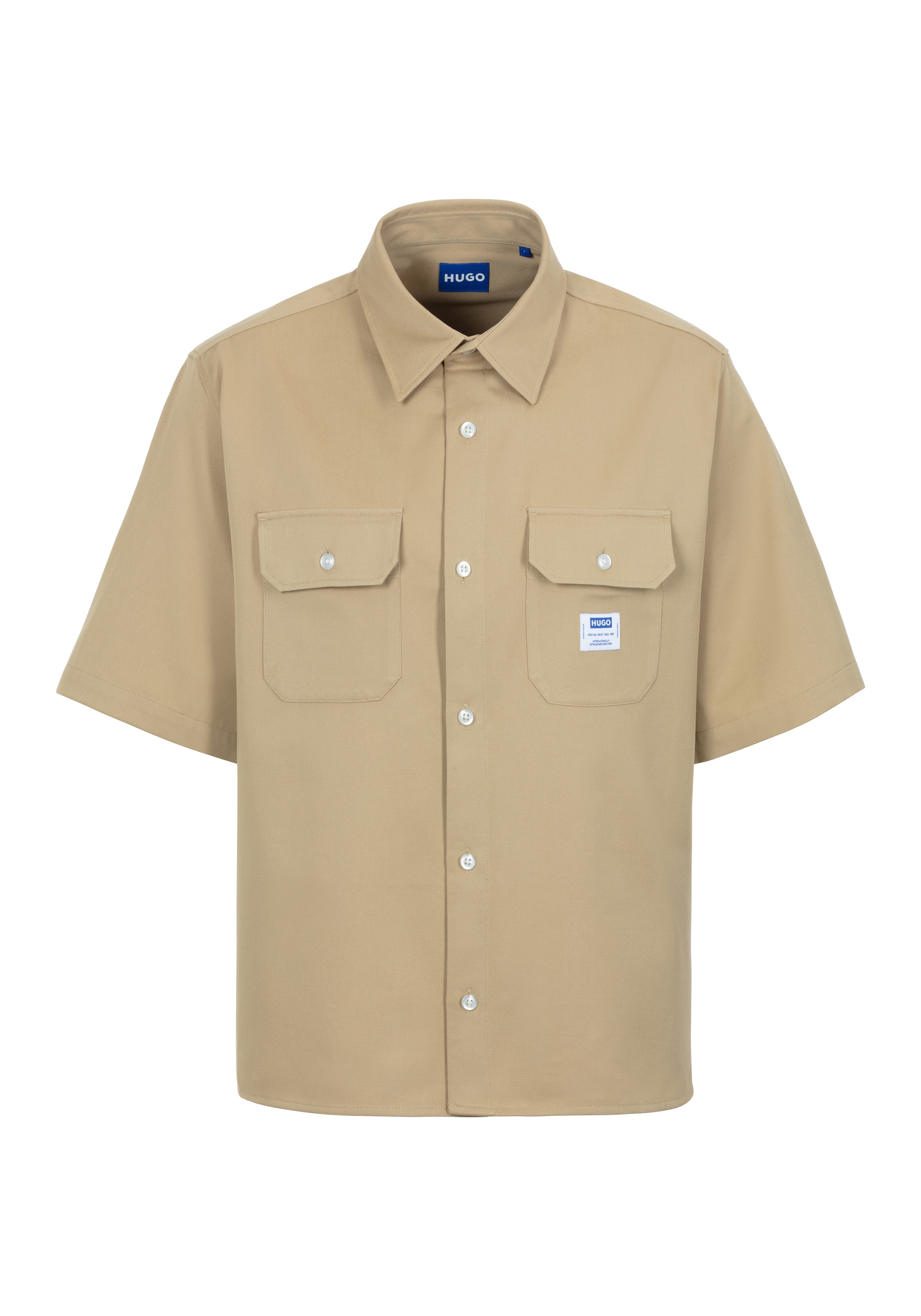 HUGO Blue Chemise à manches courtes »Ekyno« mit kontrastfarbenem Logo-Badge auf der Brust