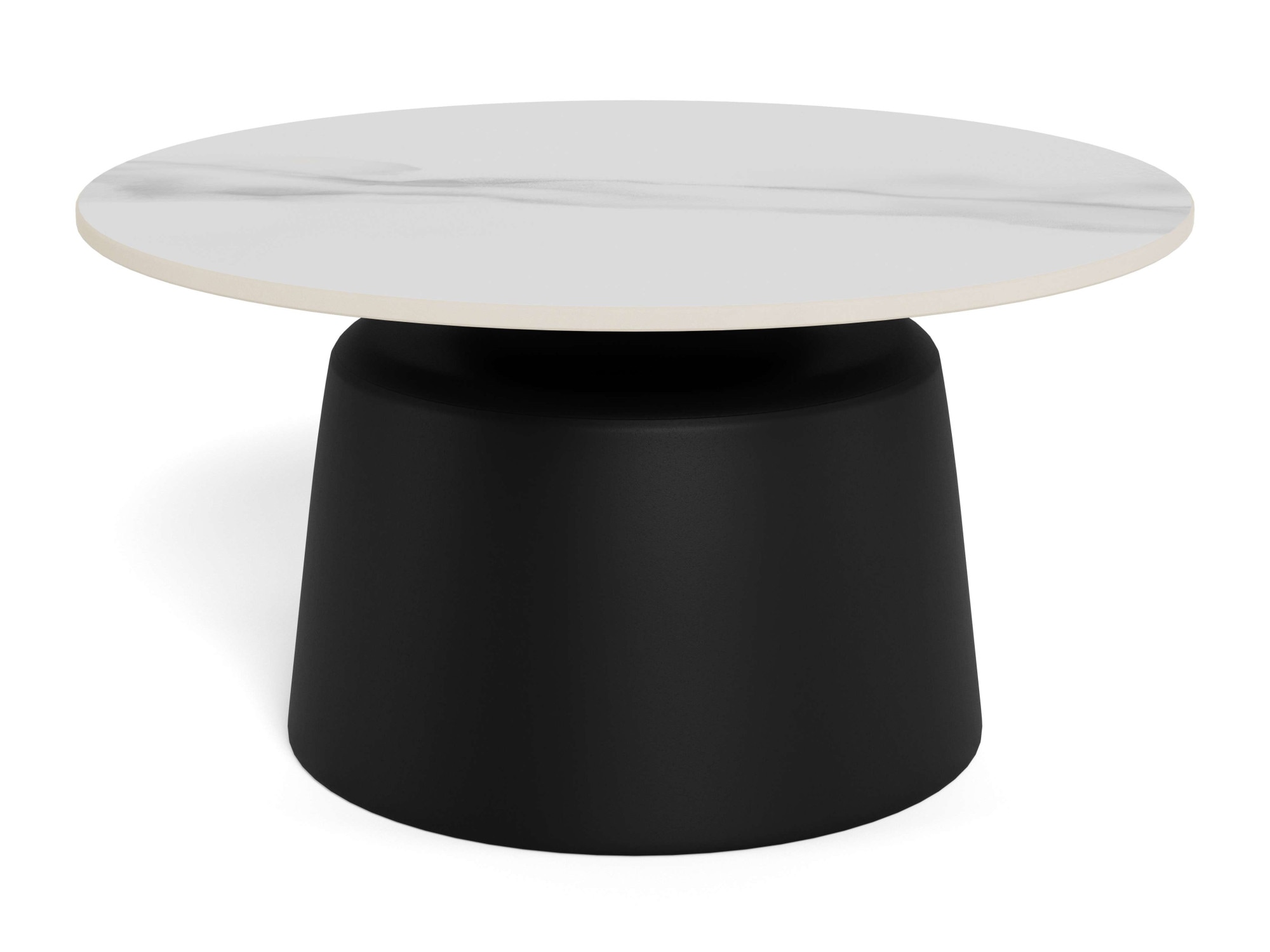 ACTONA GROUP Table basse »Santorini Kaffetisch - modern & stilvoll mit langlebiger Keramikplatte« Céramique blanche, cadre en acier noir, durable. Ø : 70 cm,