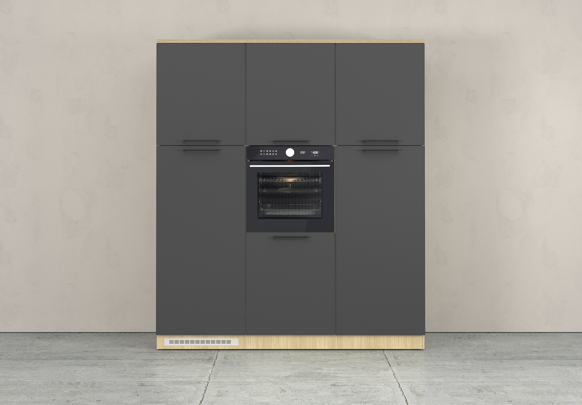 KOCHSTATION Kitchenette »Luna, Küchenblock, Kücheninsel, Hängeschrank, Made in Italy« 3er-Set, Metallgriffe, Soft-Close-Funktion, inklusive Spüle