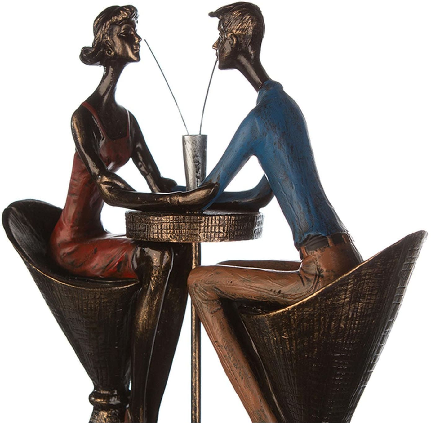 Casablanca by Gilde Figurine de décoration »Skulptur "Table for two"« Vêtements colorés, finition antique, base aspect bois