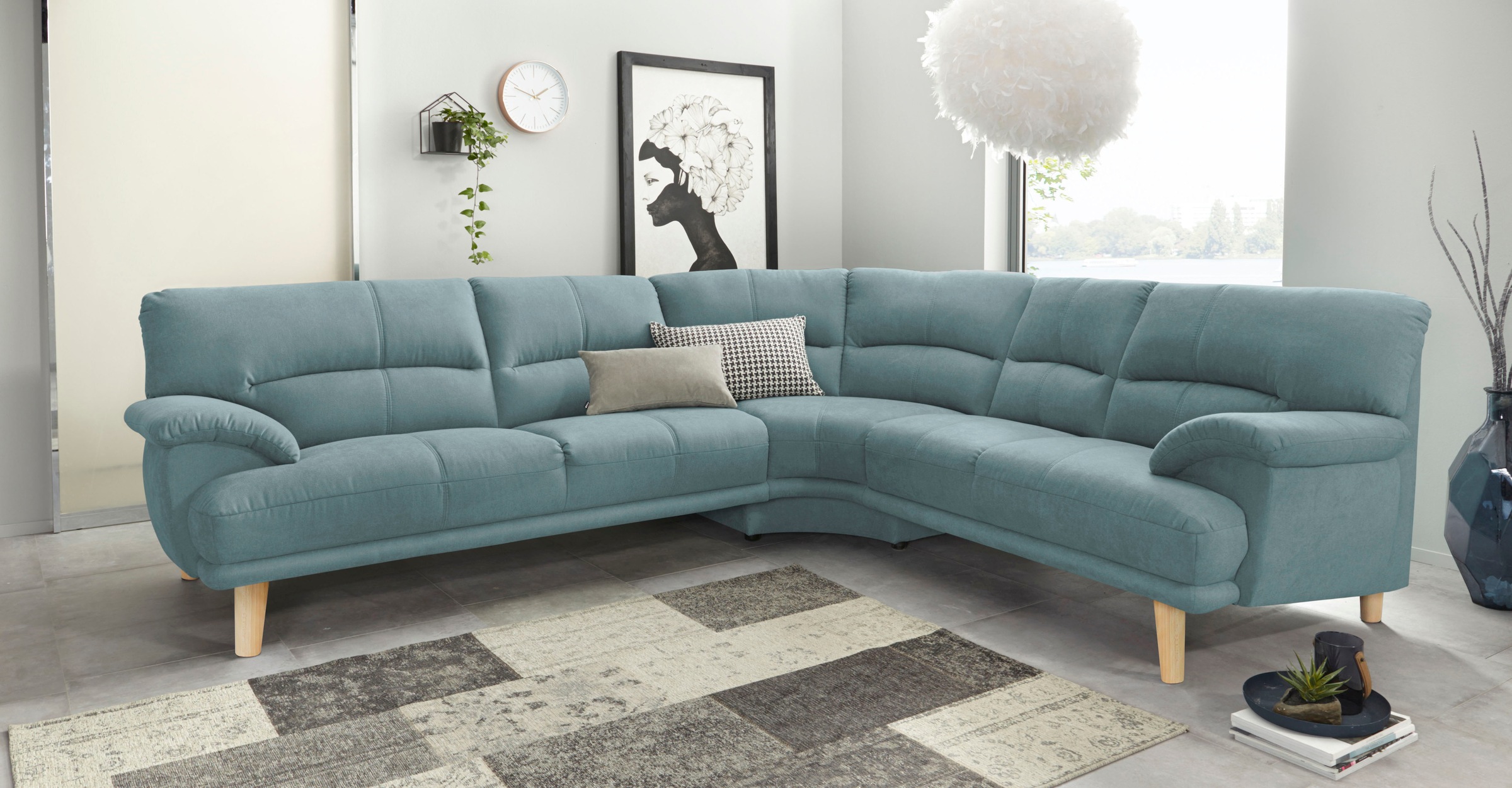 TRENDMANUFAKTUR Coin rembourré »Cecilia, italienisches Designsprache, modern und komfortabel, L-Form,« excellent confort d’assise et accoudoirs confortables