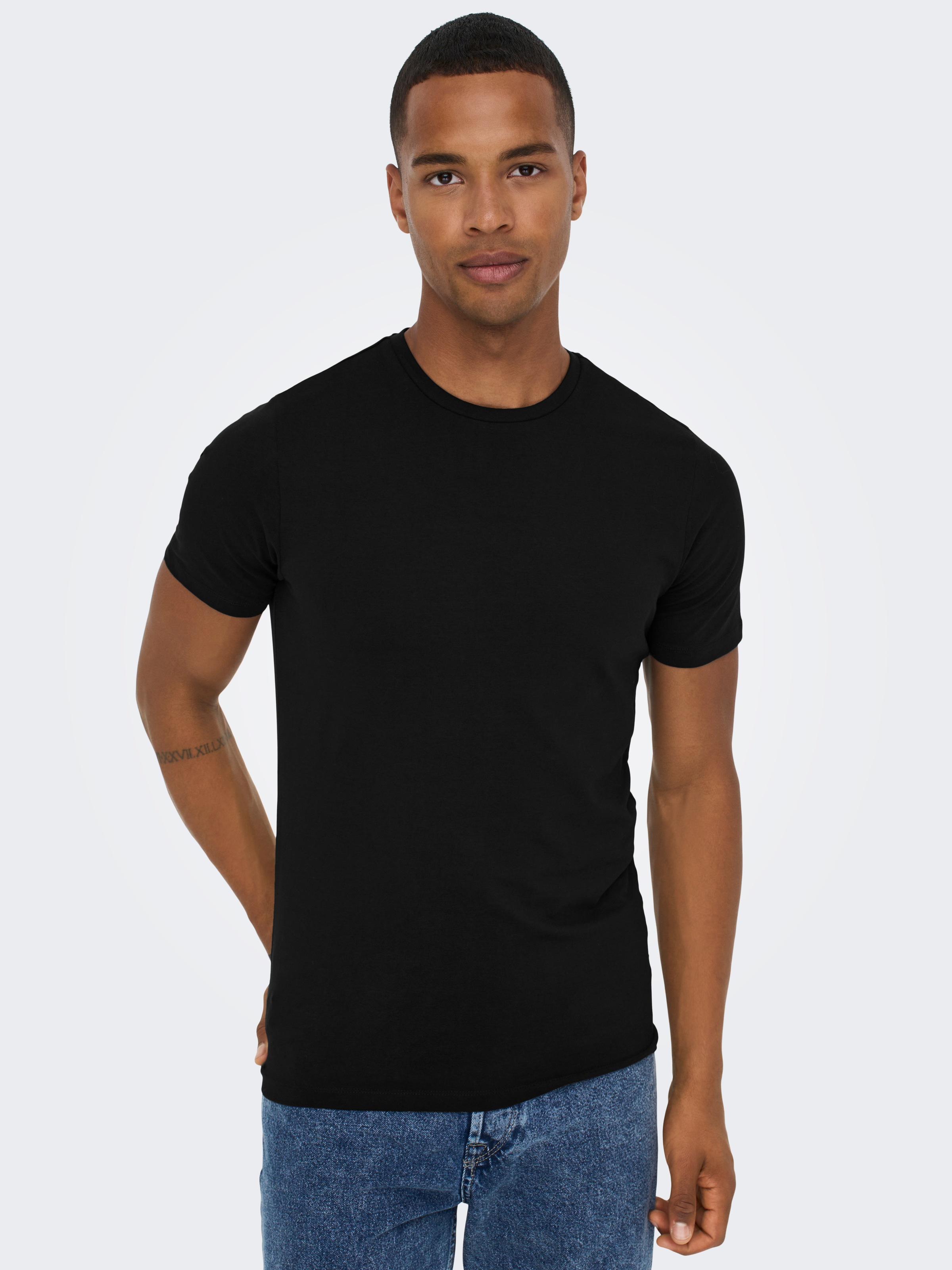 ONLY & SONS T-Shirt »ONSBASIC SLIM O-NECK 2-PACK NOOS« Packung, 2 Stk.